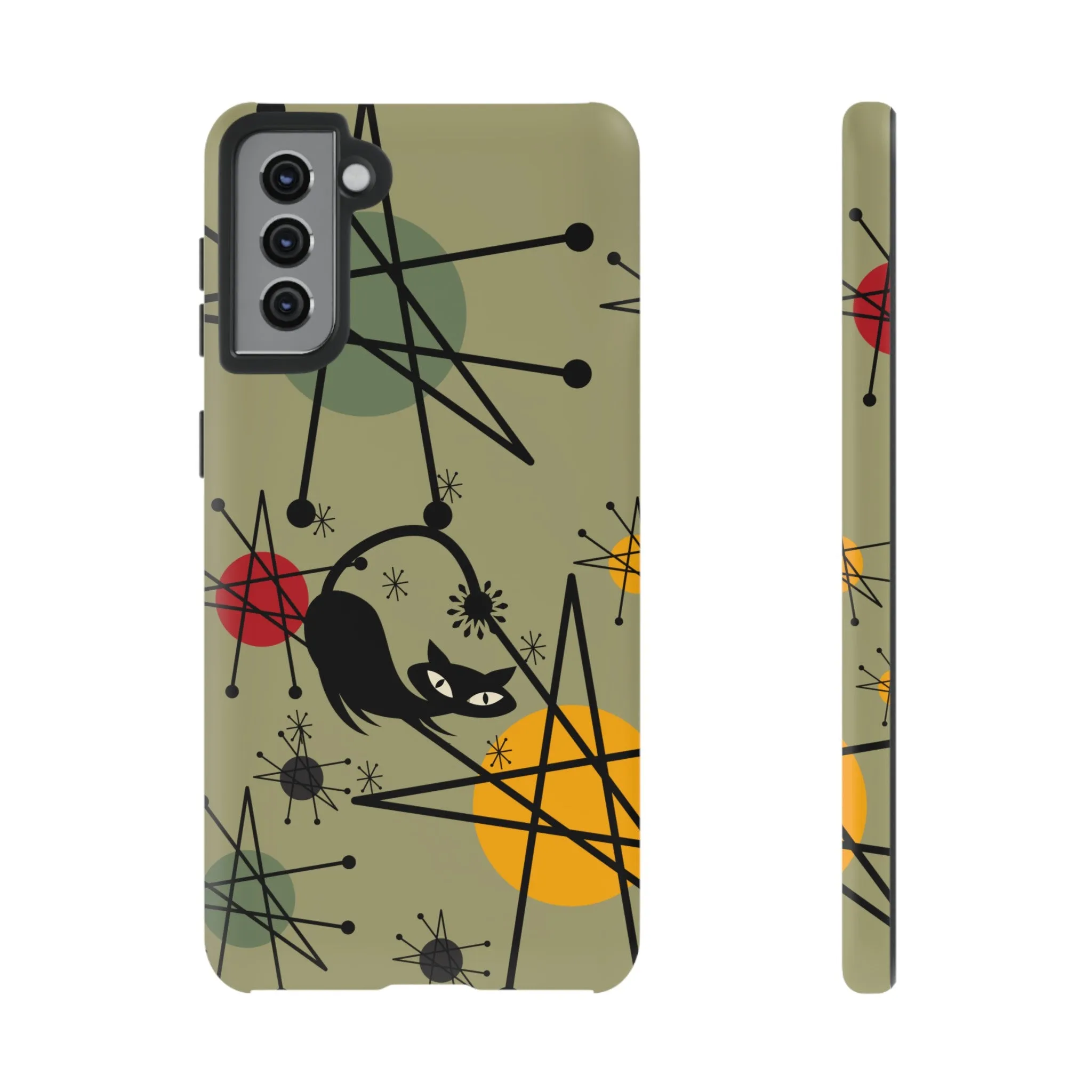 Mid Century Modern Atomic Cat, Retro Chic Groovy Mod Samsung, Smart Phone Tough Cases