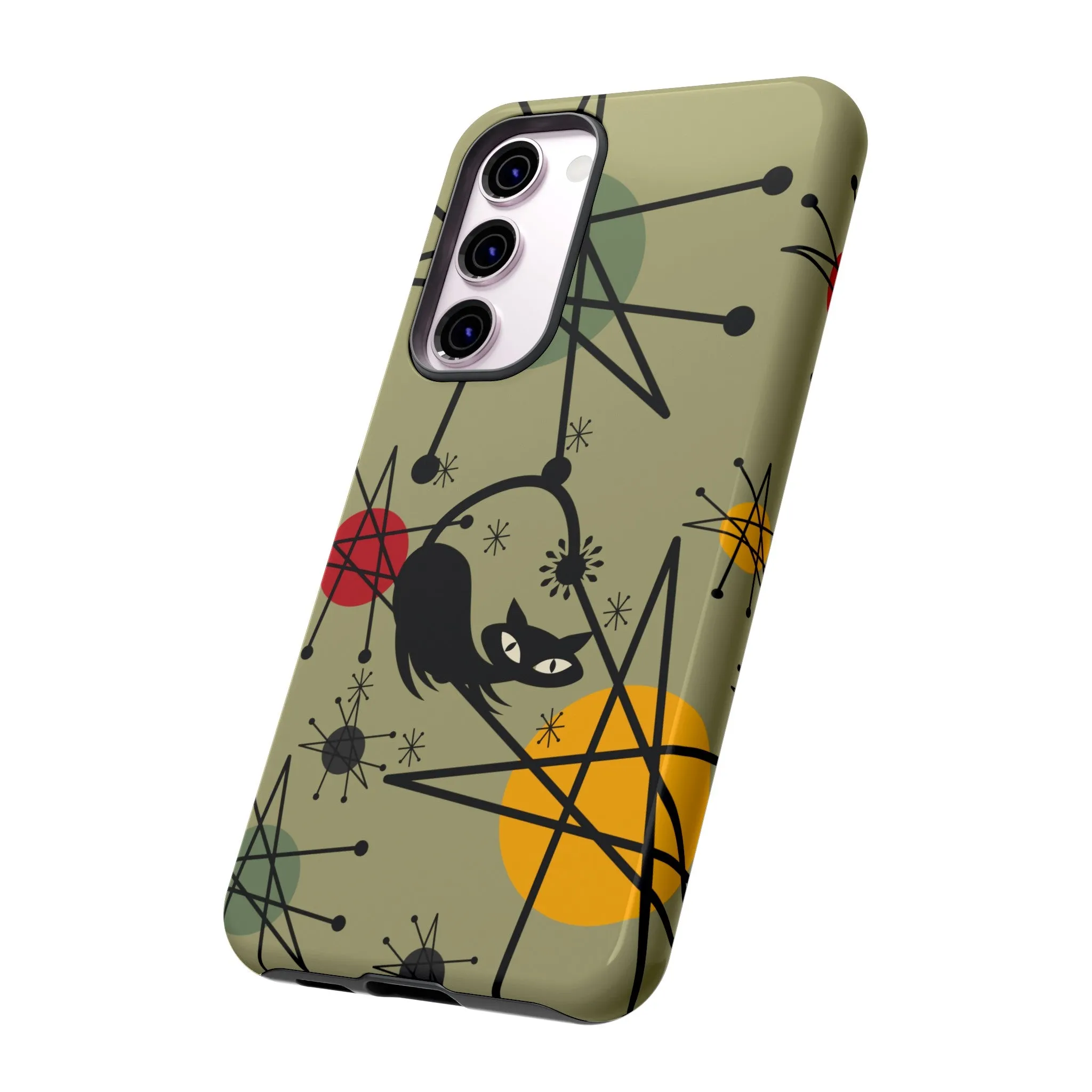 Mid Century Modern Atomic Cat, Retro Chic Groovy Mod Samsung, Smart Phone Tough Cases