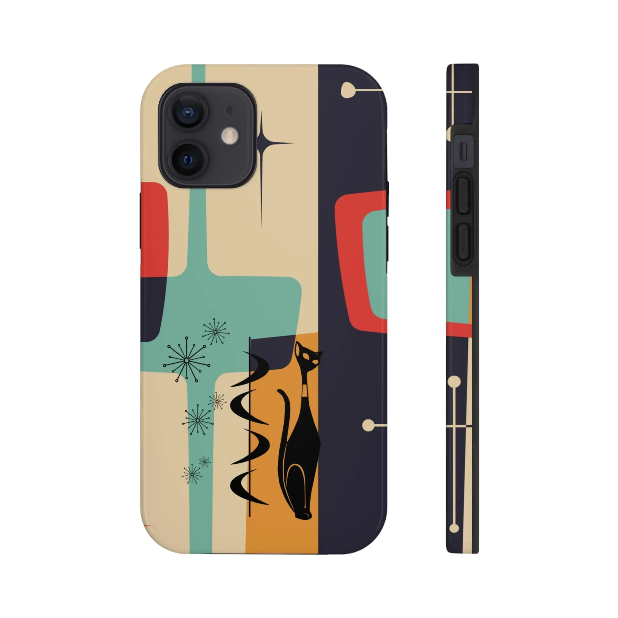Mid Century Modern, Geometric, Atomic Cat Groovy Smart Phones Tough Phone Cases
