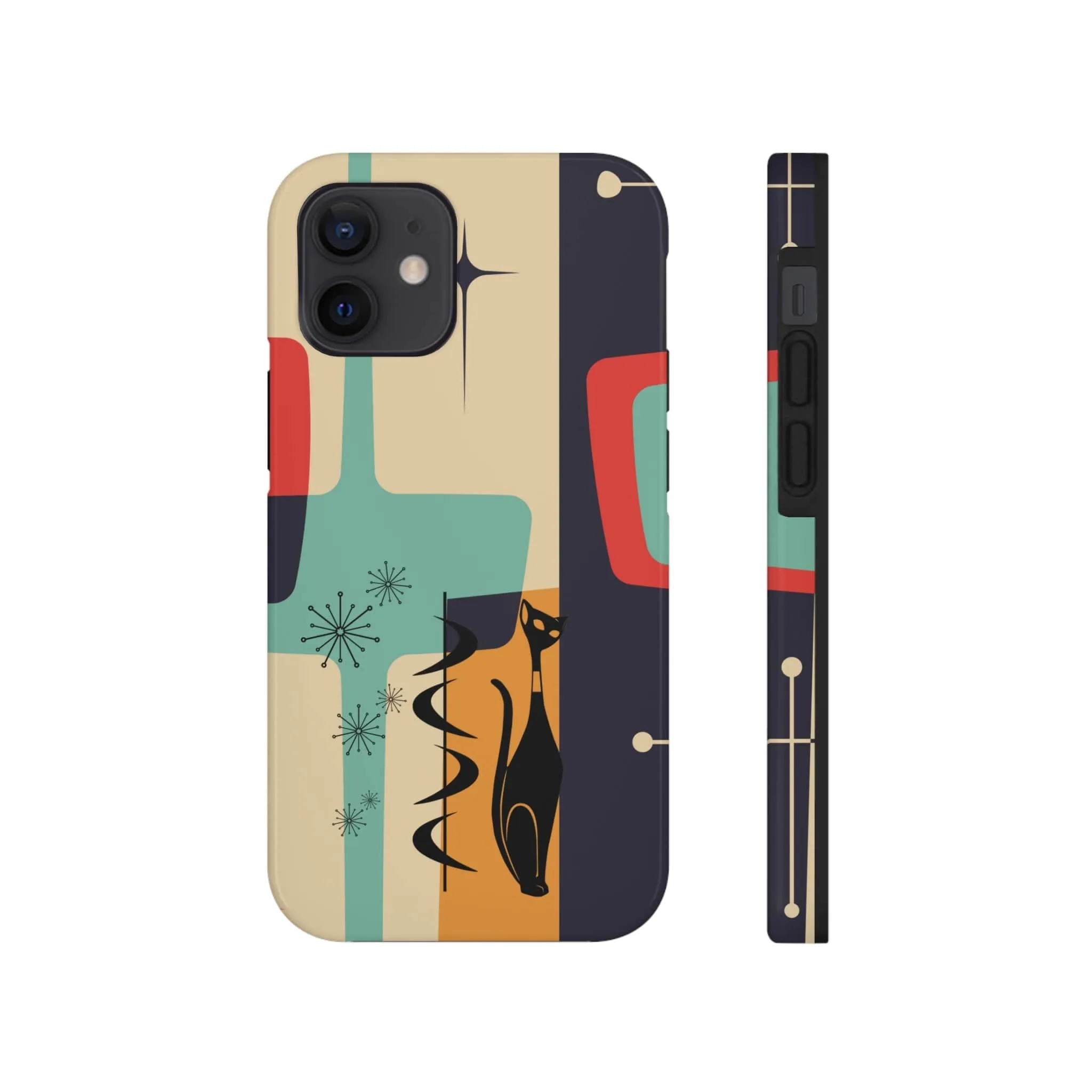 Mid Century Modern, Geometric, Atomic Cat Groovy Smart Phones Tough Phone Cases