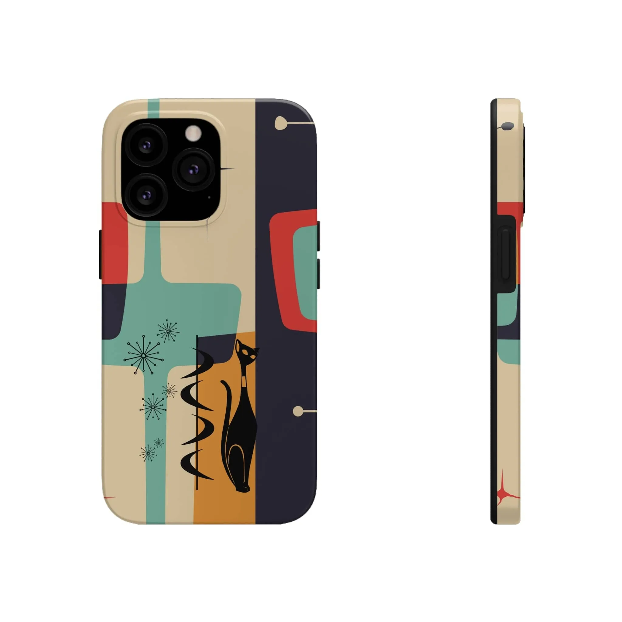 Mid Century Modern, Geometric, Atomic Cat Groovy Smart Phones Tough Phone Cases