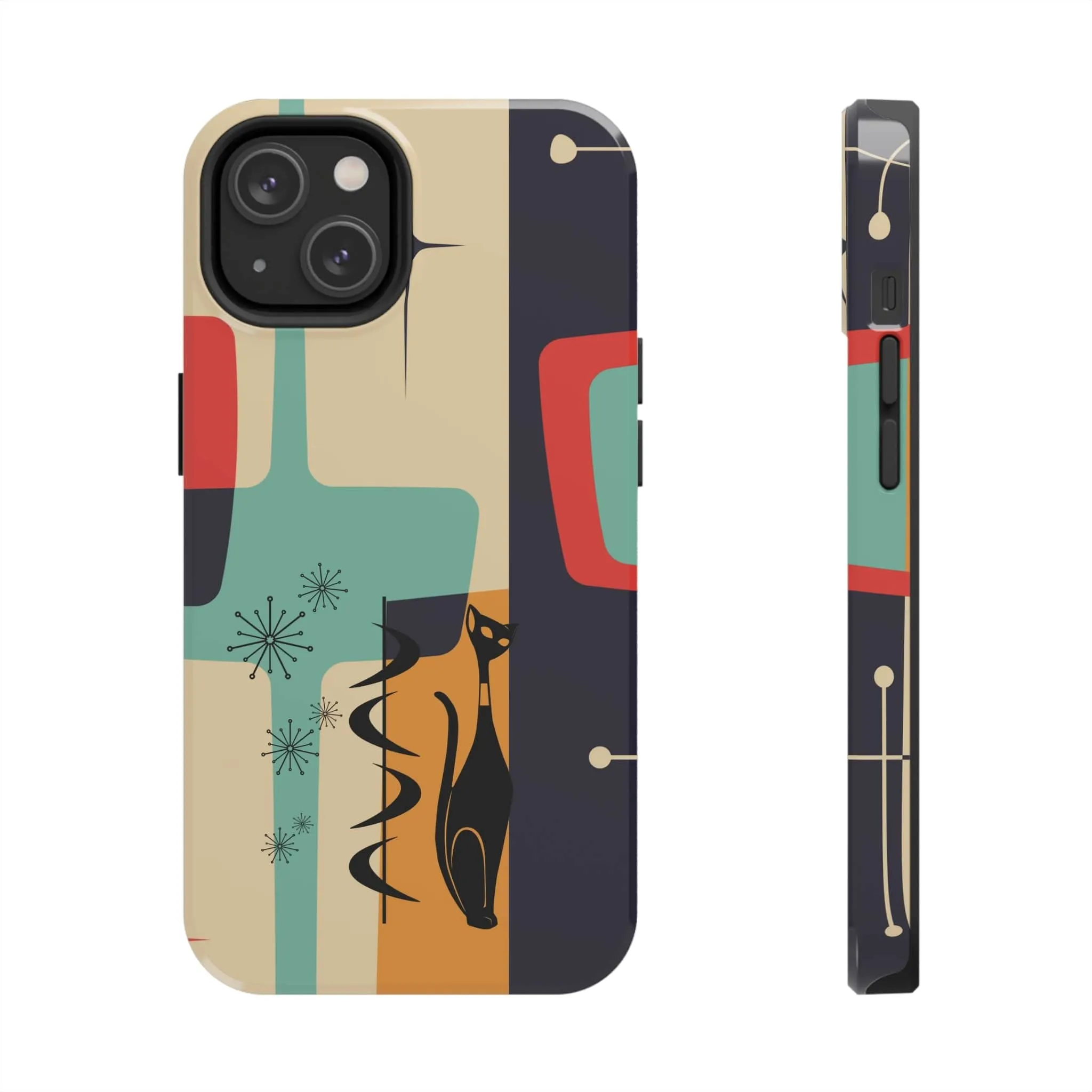 Mid Century Modern, Geometric, Atomic Cat Groovy Smart Phones Tough Phone Cases