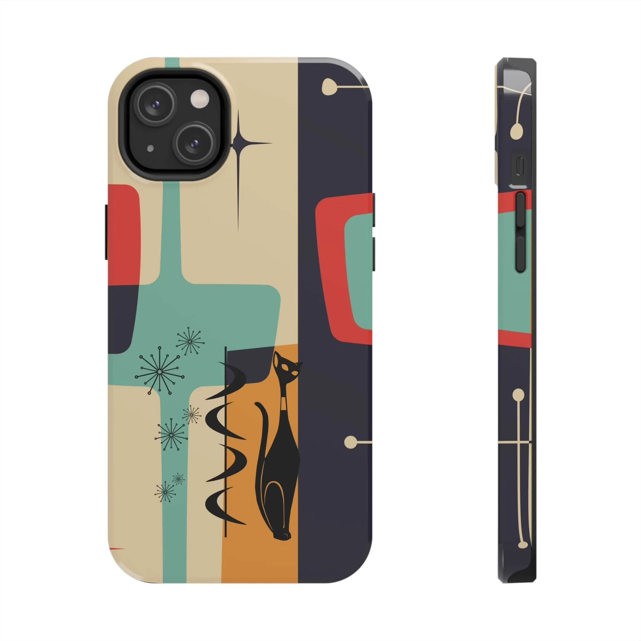 Mid Century Modern, Geometric, Atomic Cat Groovy Smart Phones Tough Phone Cases