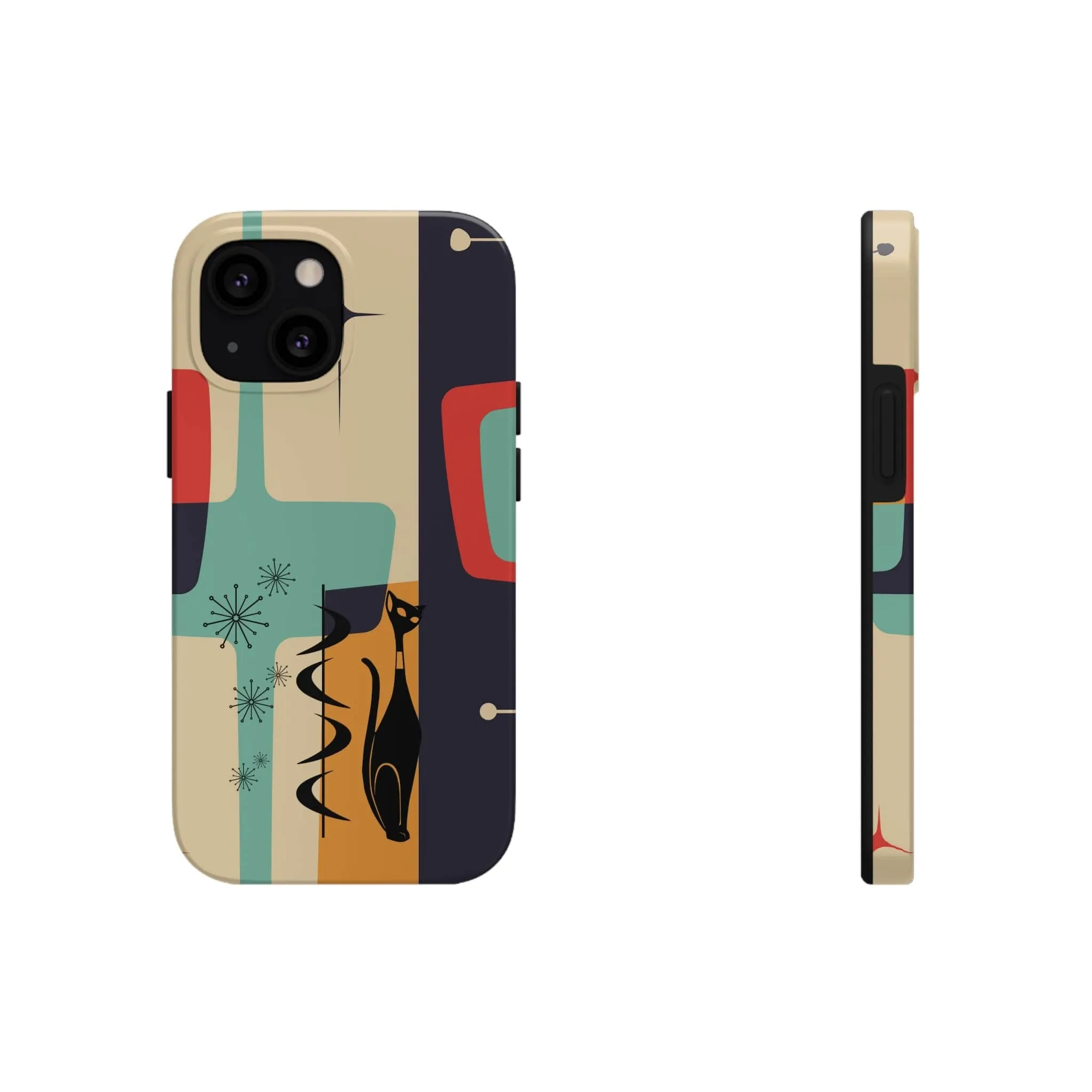 Mid Century Modern, Geometric, Atomic Cat Groovy Smart Phones Tough Phone Cases