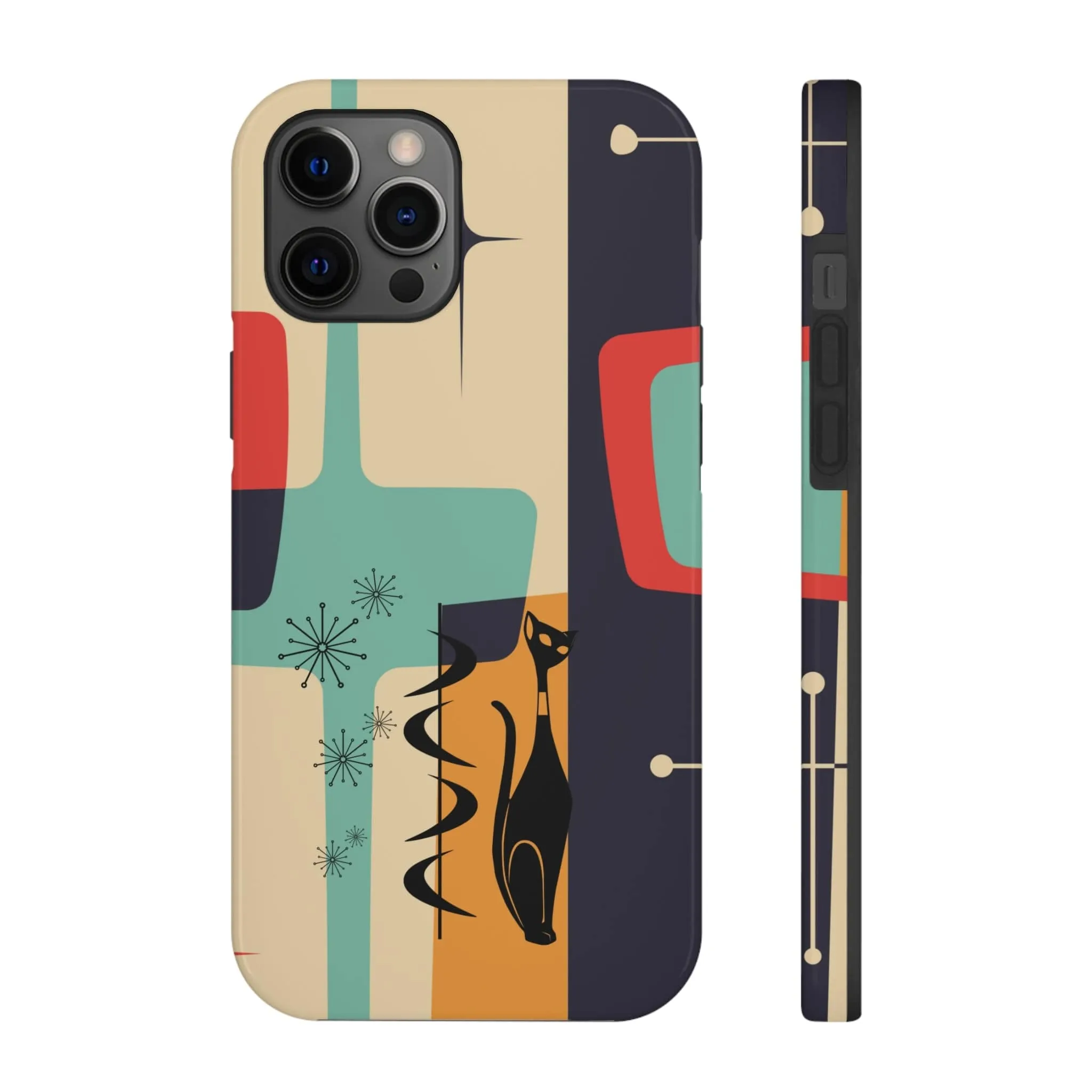 Mid Century Modern, Geometric, Atomic Cat Groovy Smart Phones Tough Phone Cases