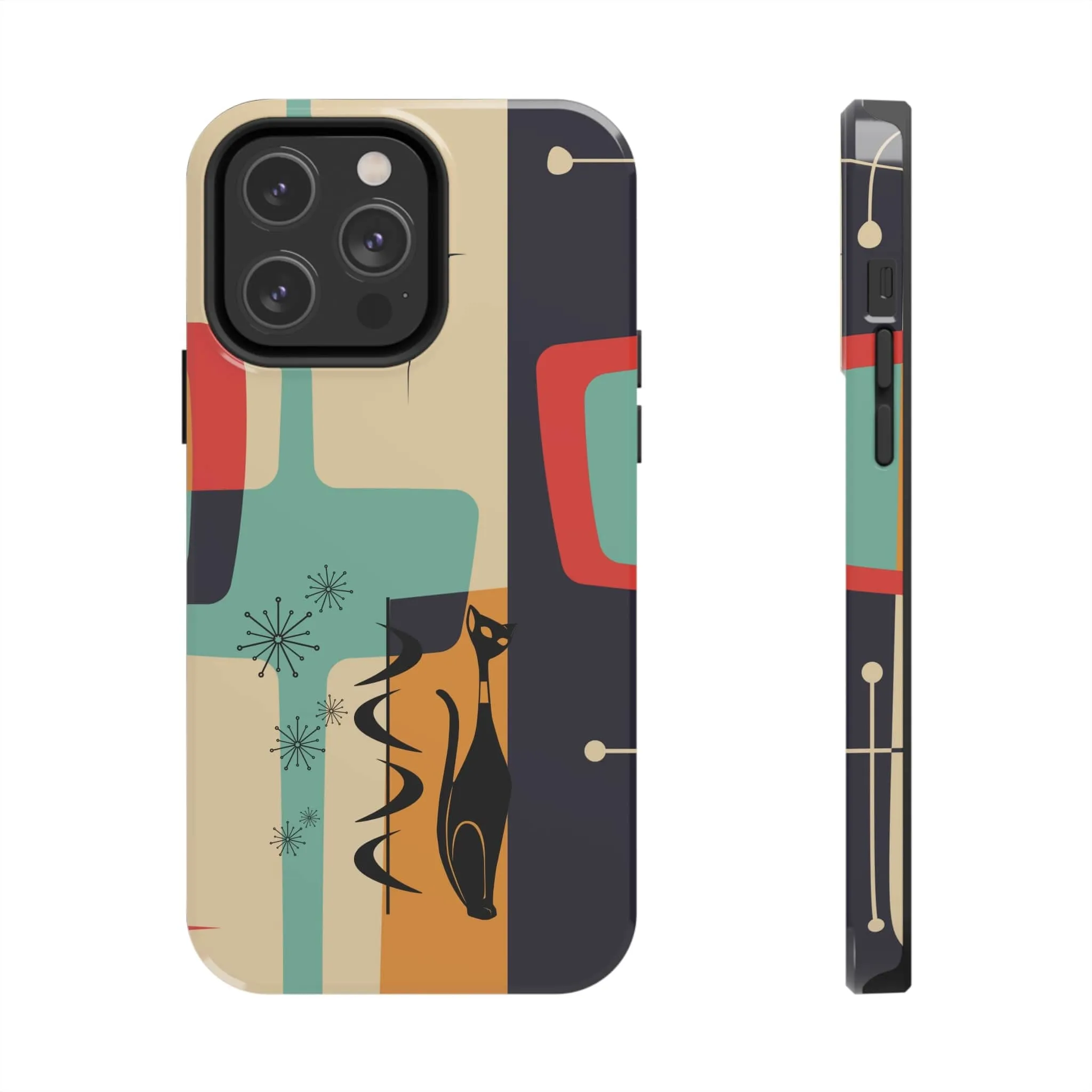 Mid Century Modern, Geometric, Atomic Cat Groovy Smart Phones Tough Phone Cases