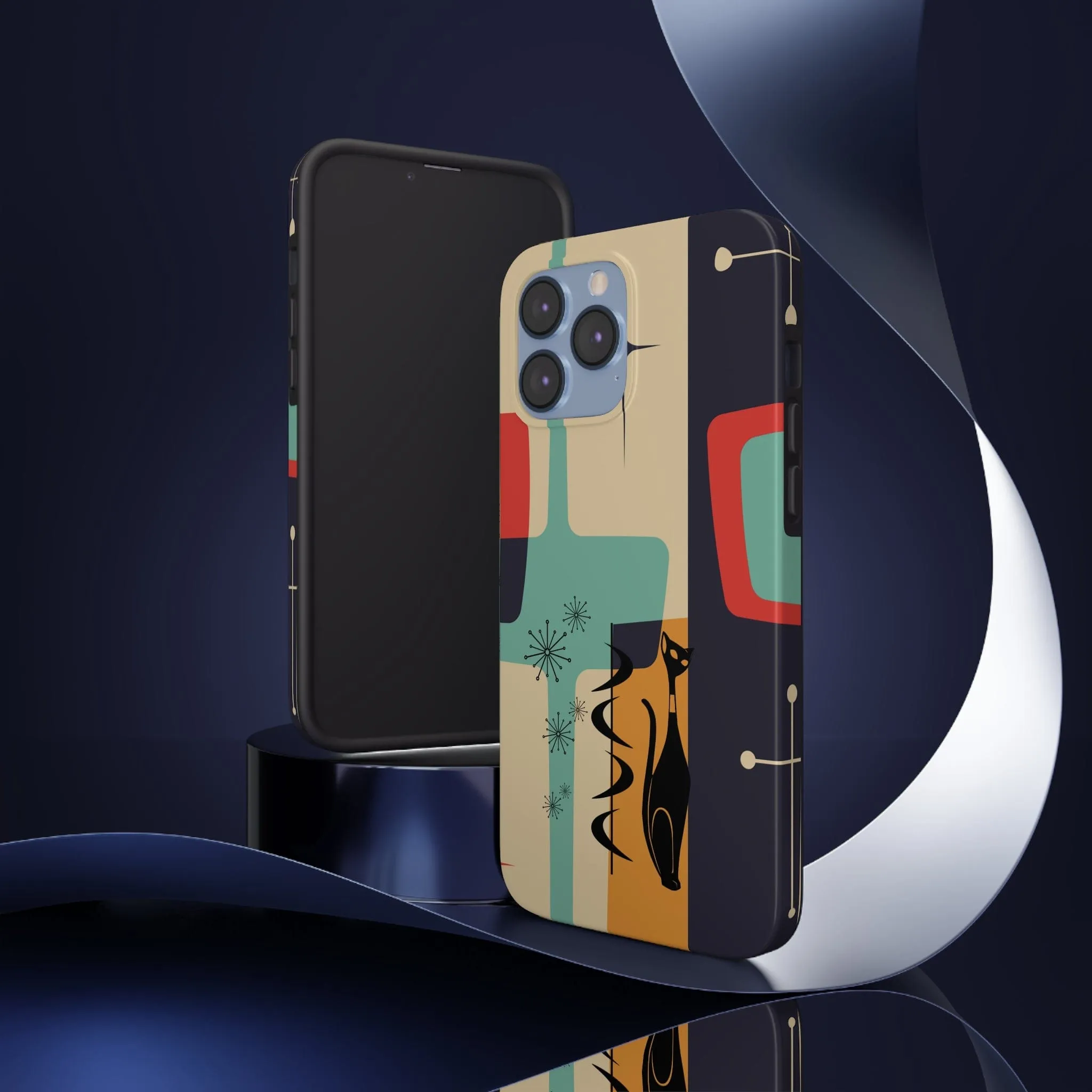 Mid Century Modern, Geometric, Atomic Cat Groovy Smart Phones Tough Phone Cases