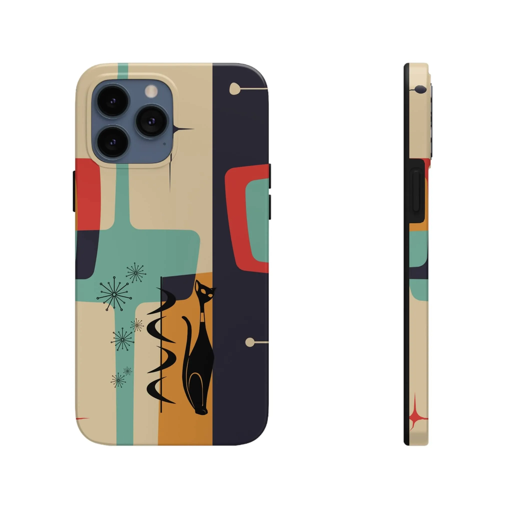 Mid Century Modern, Geometric, Atomic Cat Groovy Smart Phones Tough Phone Cases