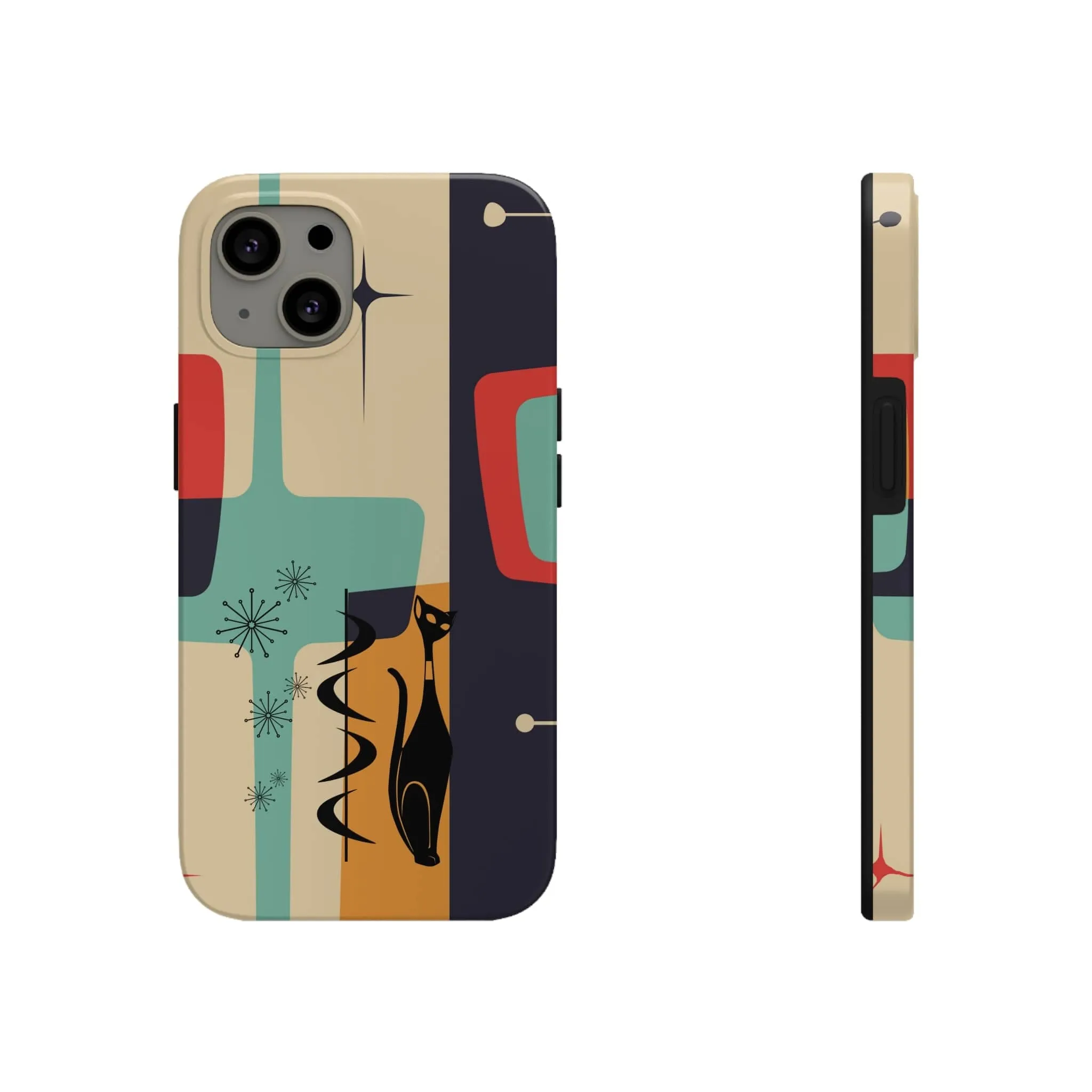 Mid Century Modern, Geometric, Atomic Cat Groovy Smart Phones Tough Phone Cases