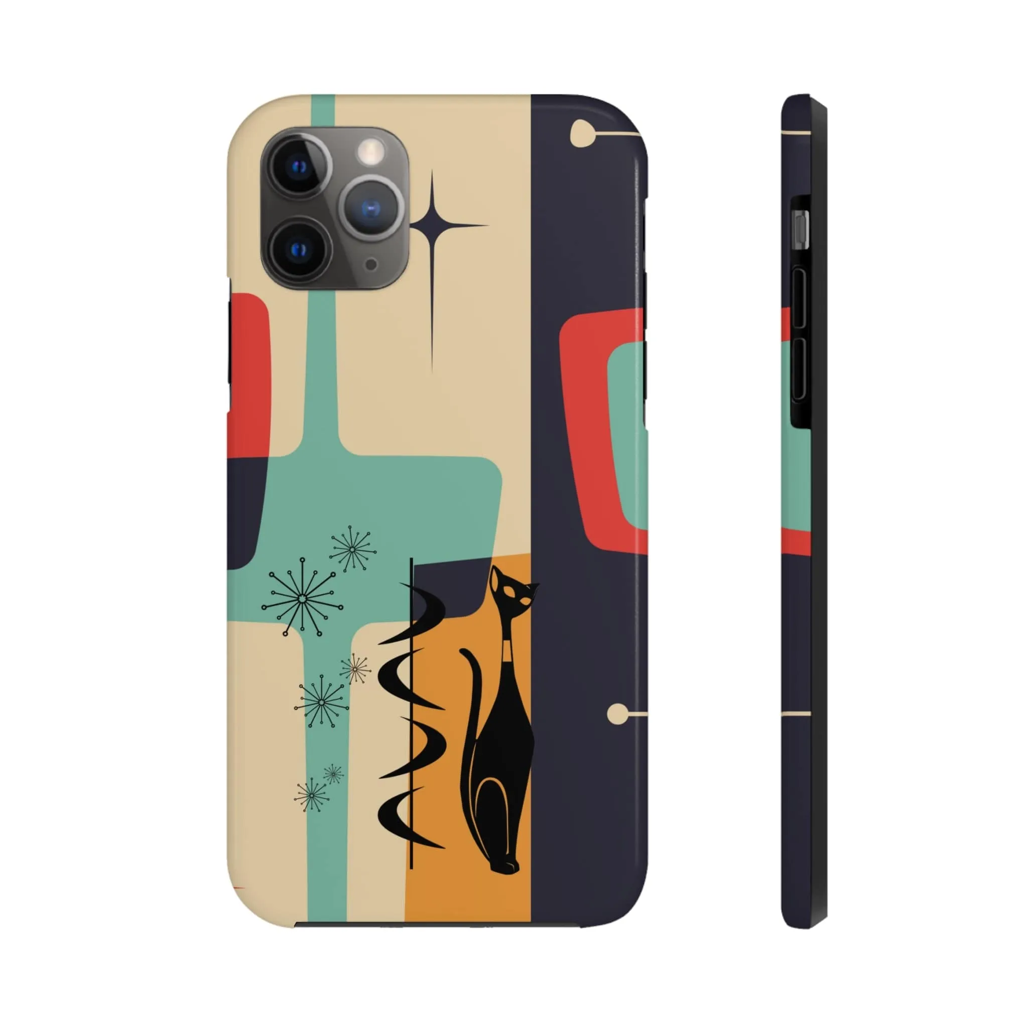 Mid Century Modern, Geometric, Atomic Cat Groovy Smart Phones Tough Phone Cases