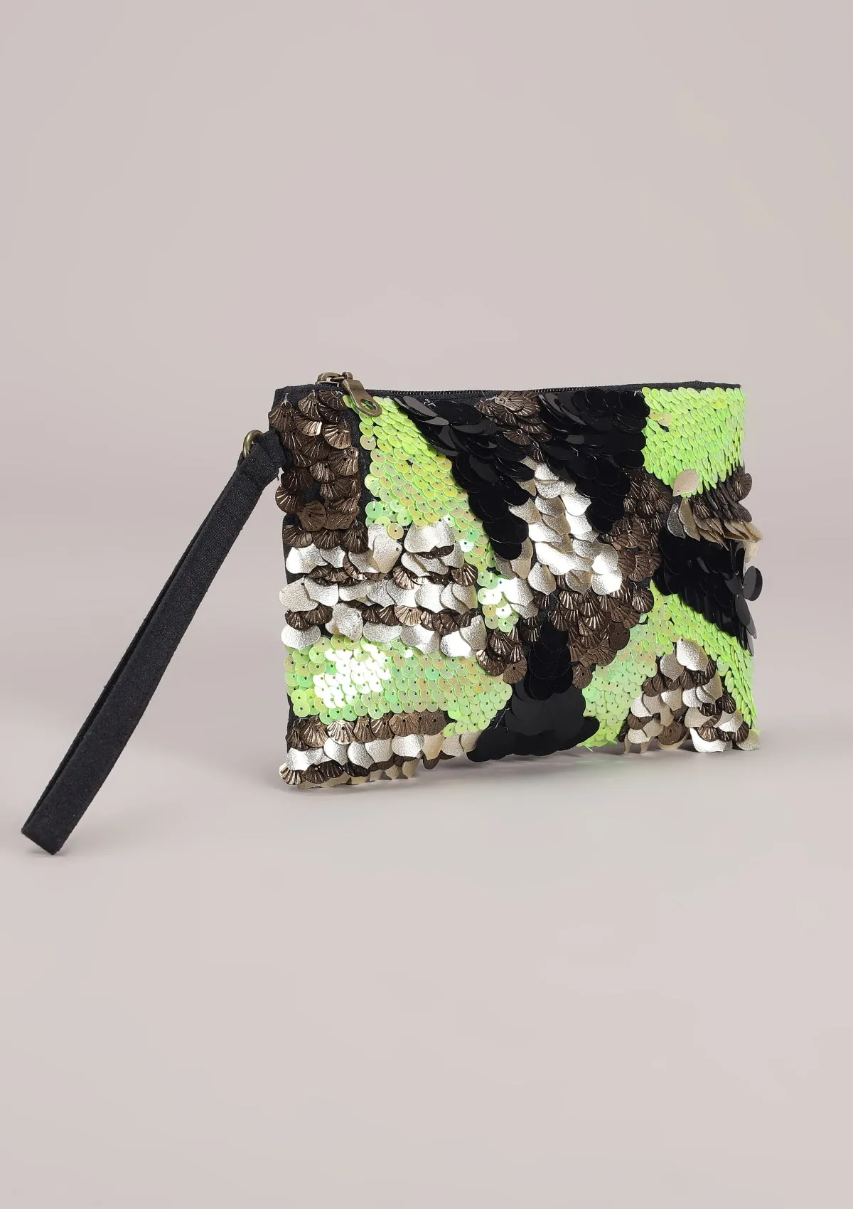 Neon Glam Sequinned Clutch