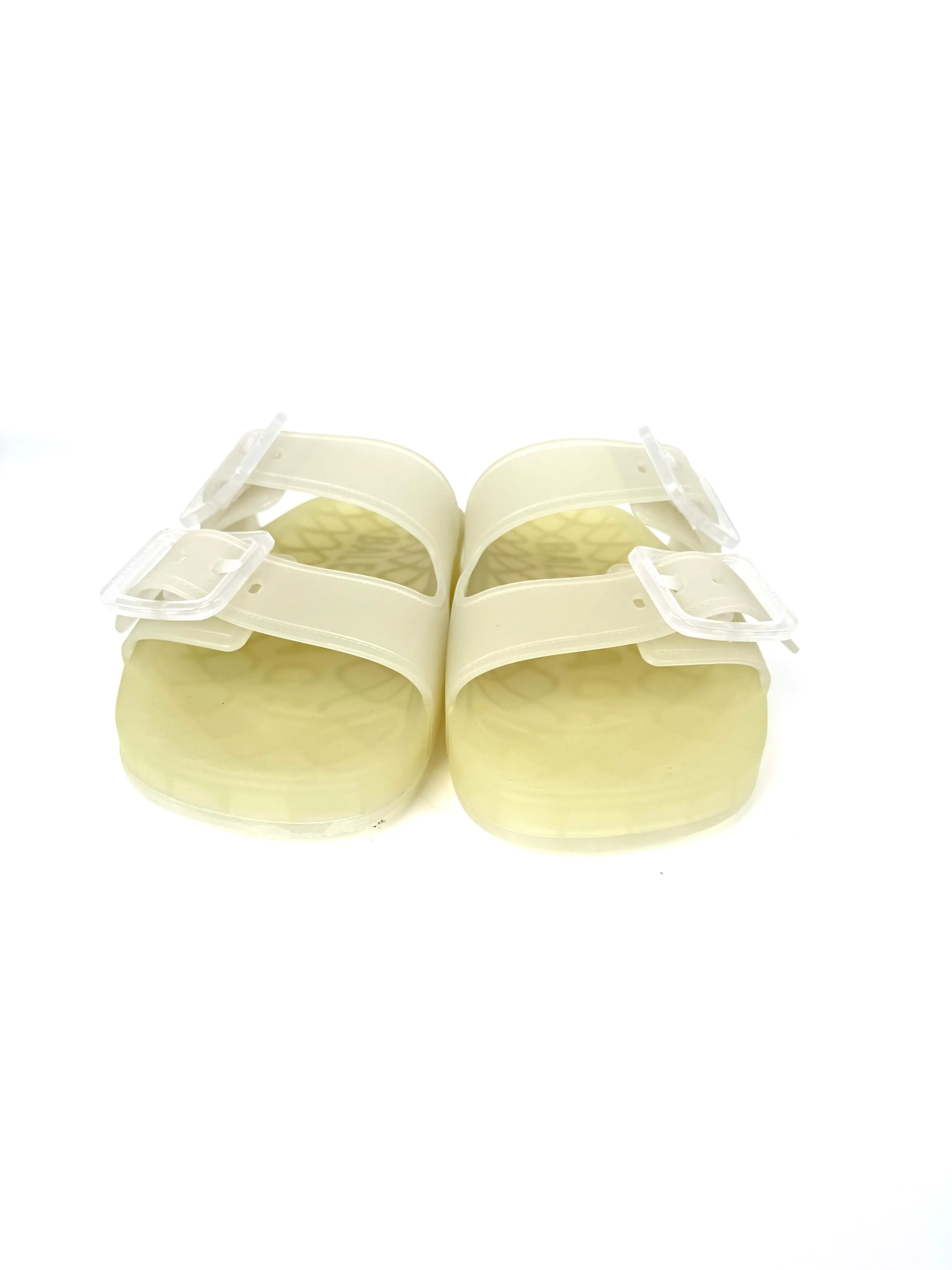New BALENCIAGA Mallorca Transparent Buckle Plastic PVC Slide Sandals 37 7