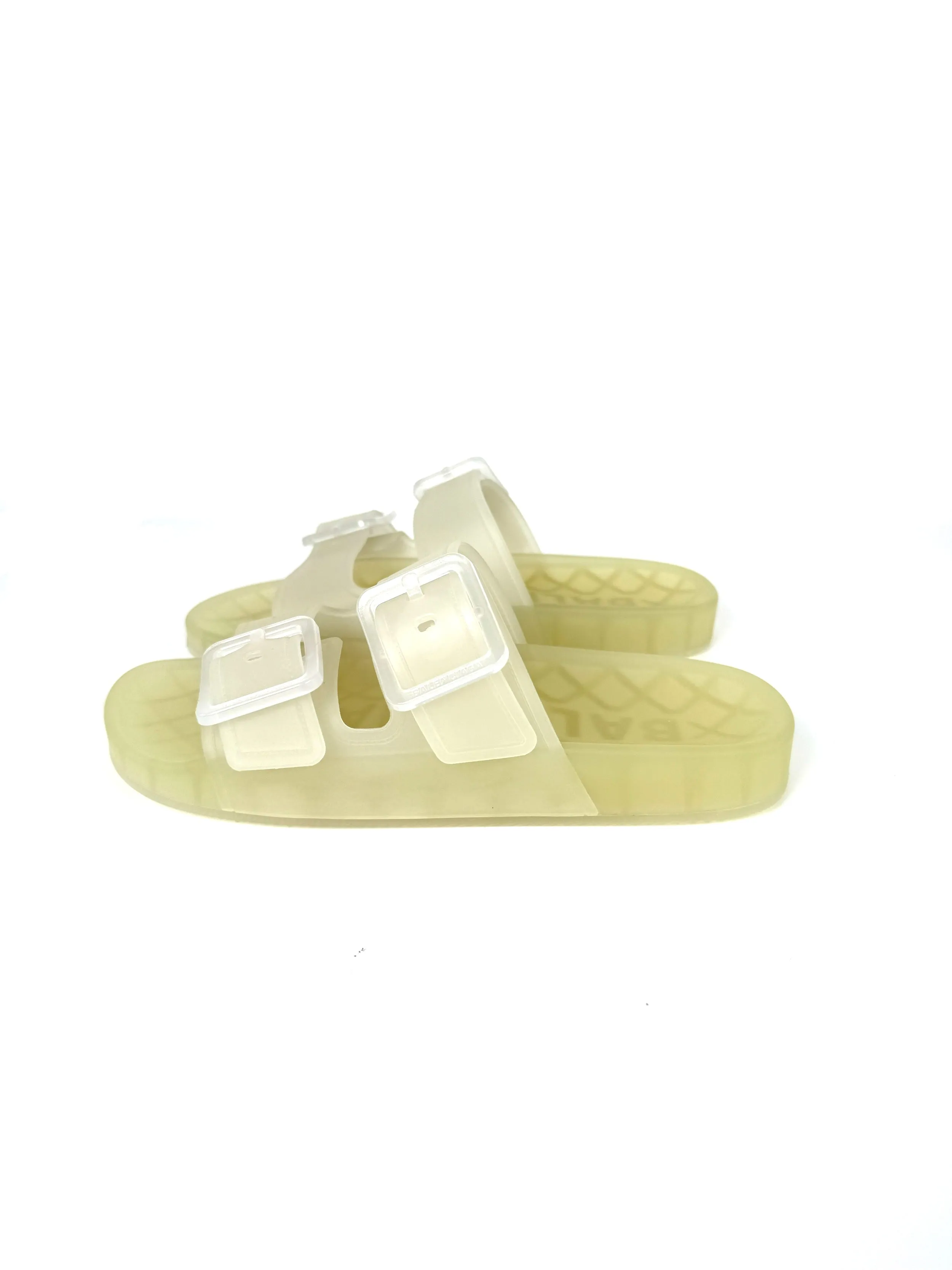 New BALENCIAGA Mallorca Transparent Buckle Plastic PVC Slide Sandals 37 7