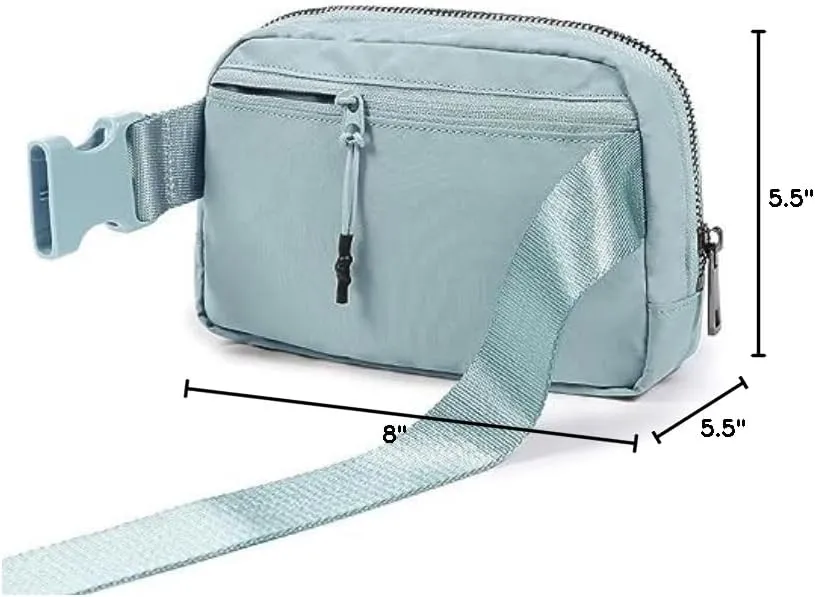 ODODOS Unisex Mini Belt Bag with Adjustable Strap Small Fanny Pack for Workout Running Traveling Hiking, Stone Blue