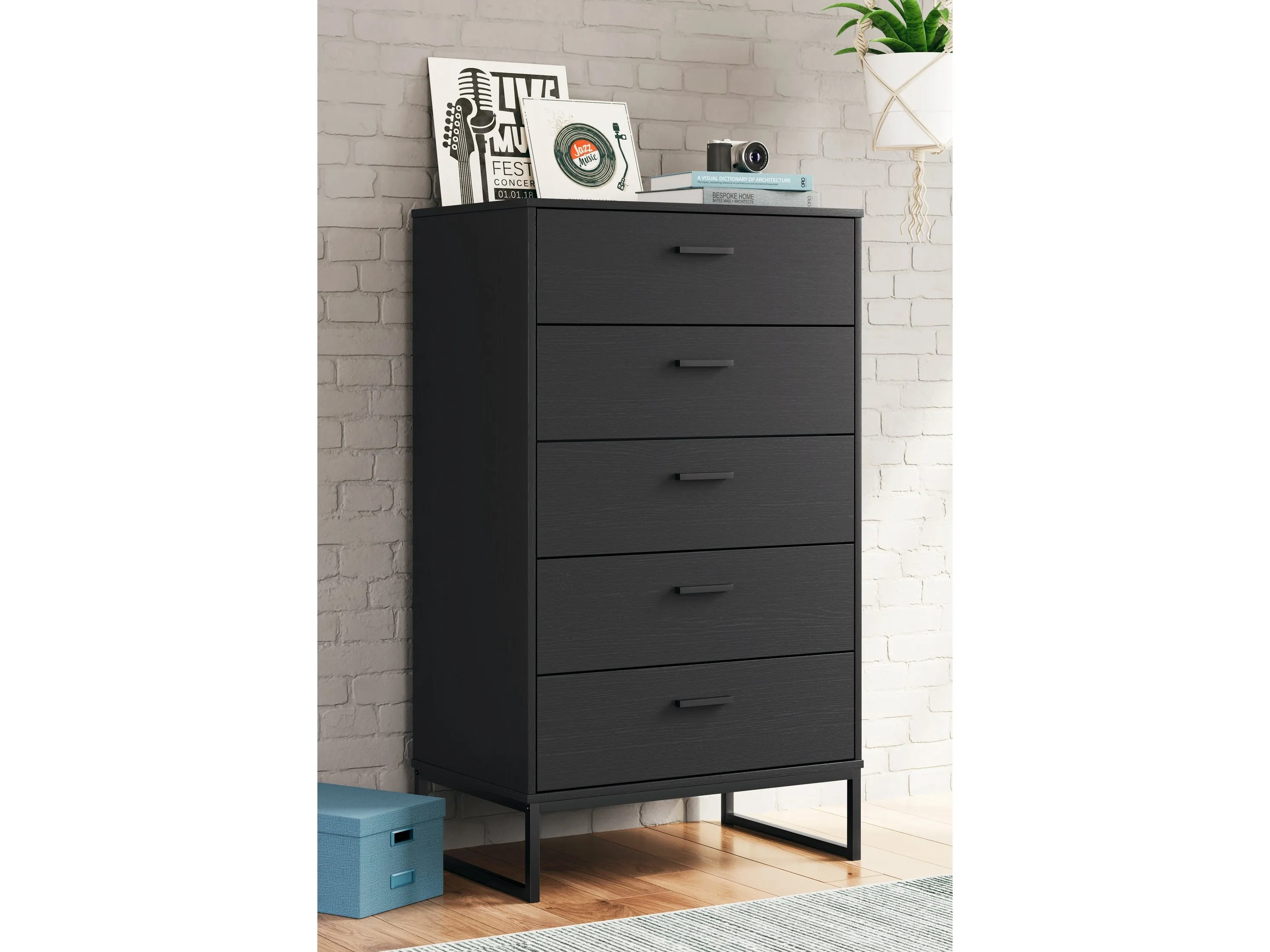 (Online Special Price) Socalle Black Chest of Drawers