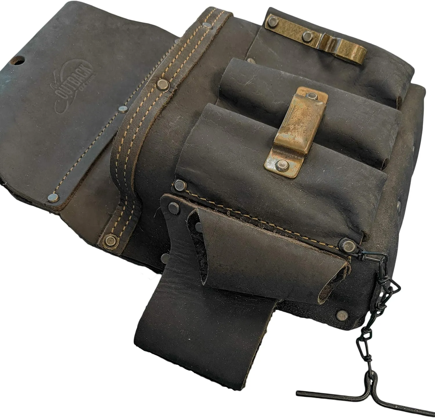 OX Tools Pro Oil-Tanned Leather Tool Pouch Set  Heavy-Duty Tool Belt Pouches for Carpenters, Drywallers, Framers & Electricians, Multi-Pocket, Reinforced Stitching & Hammer Holders