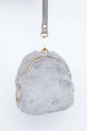 Pretty & Sweet Faux Fur Wristlet (Gray)
