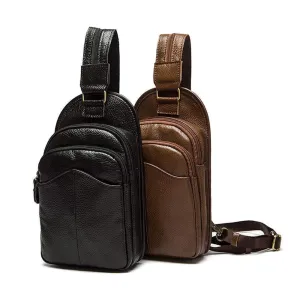 Rossie Viren Men Business Genuine Leather Chest Bag Crossbody Sling Bag