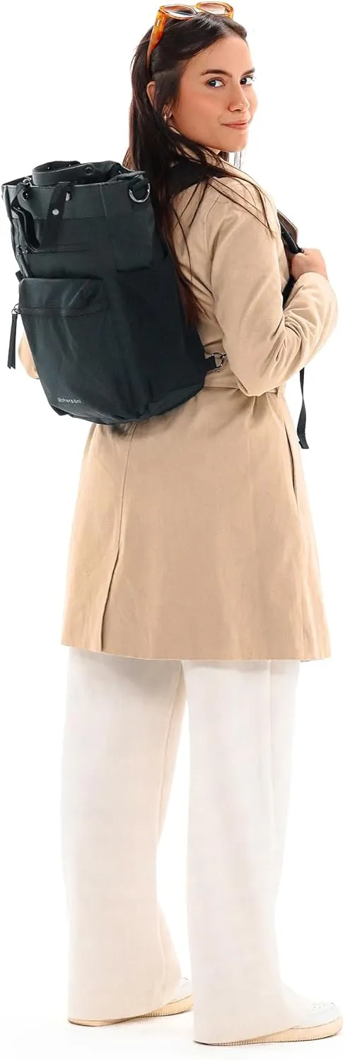 Sherpani Soleil, Anti Theft Convertible Backpack, 3 in 1 Tote Bag, Crossbody Purse, 18L Travel Backpack, Travel Gifts for Women, RFID Protection, Metal Hardware, Fits 15 Laptop (Carbon)