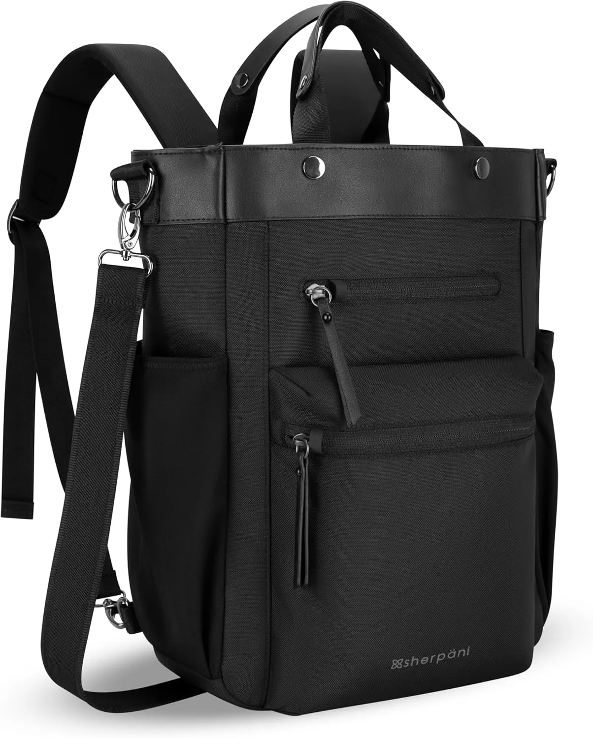 Sherpani Soleil, Anti Theft Convertible Backpack, 3 in 1 Tote Bag, Crossbody Purse, 18L Travel Backpack, Travel Gifts for Women, RFID Protection, Metal Hardware, Fits 15 Laptop (Carbon)