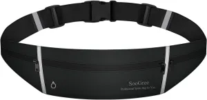 Slim Running Belt Sport Fanny Pack, Reflective Waist Pack, Waterproof Phone Holder, Jogging Pouch for Phone Money, Black