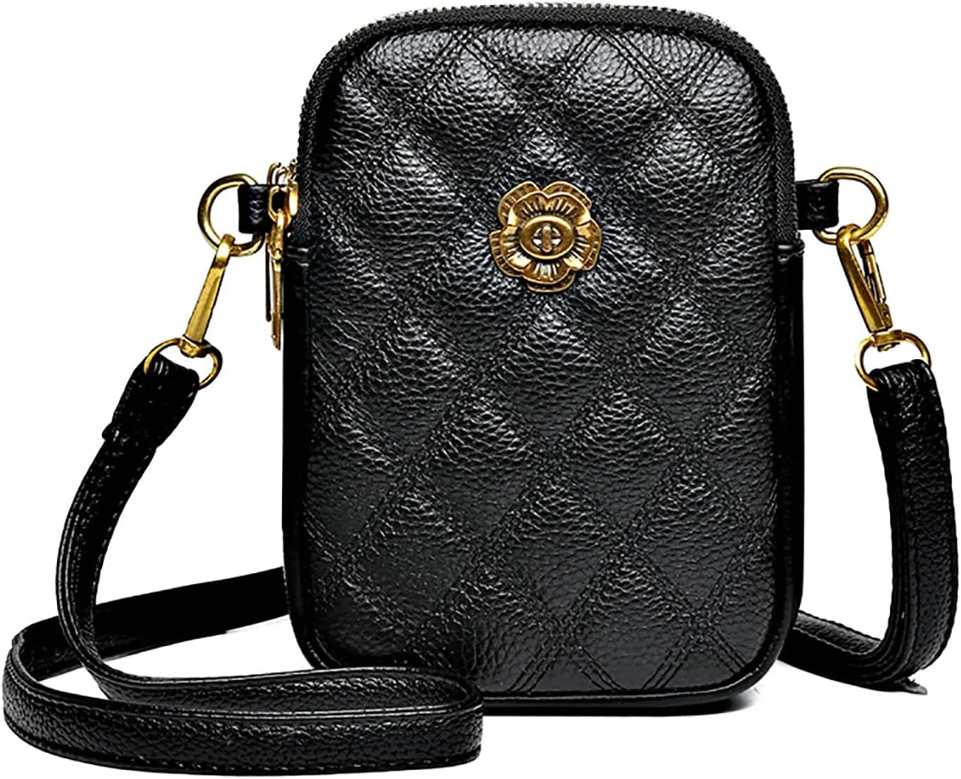 Small Quilted Leather Crossbody Bags for Women,Floral Cell Phone Shoulder Purses for Women, Anti Theft Mini Handbags