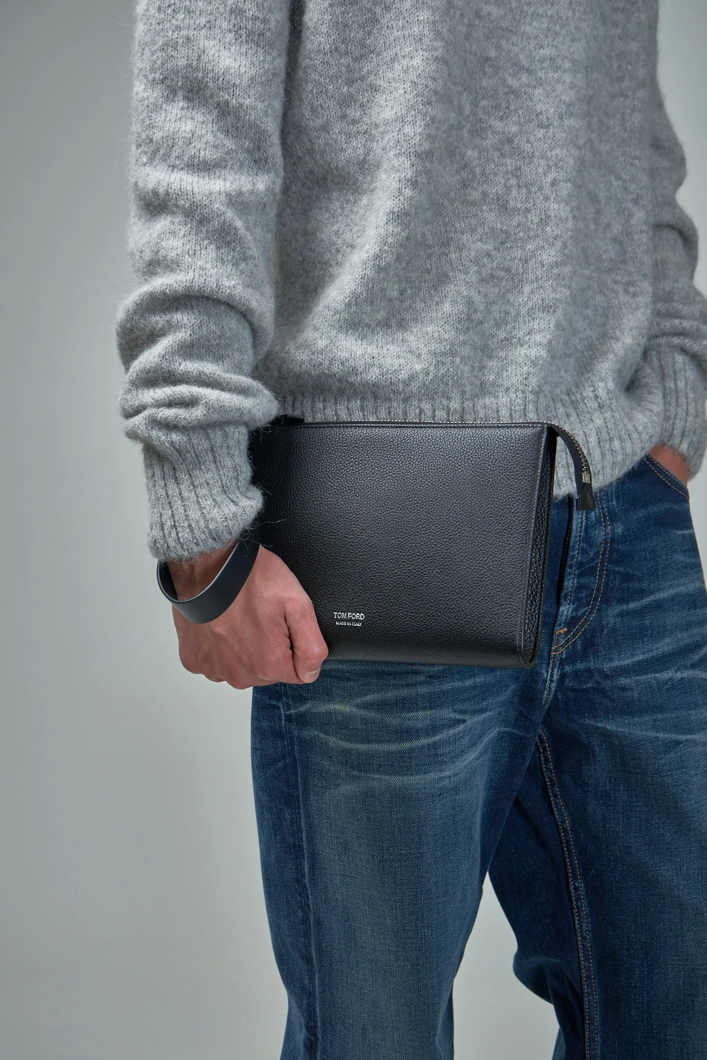 Soft Grain Leather Mini Flat Pouch