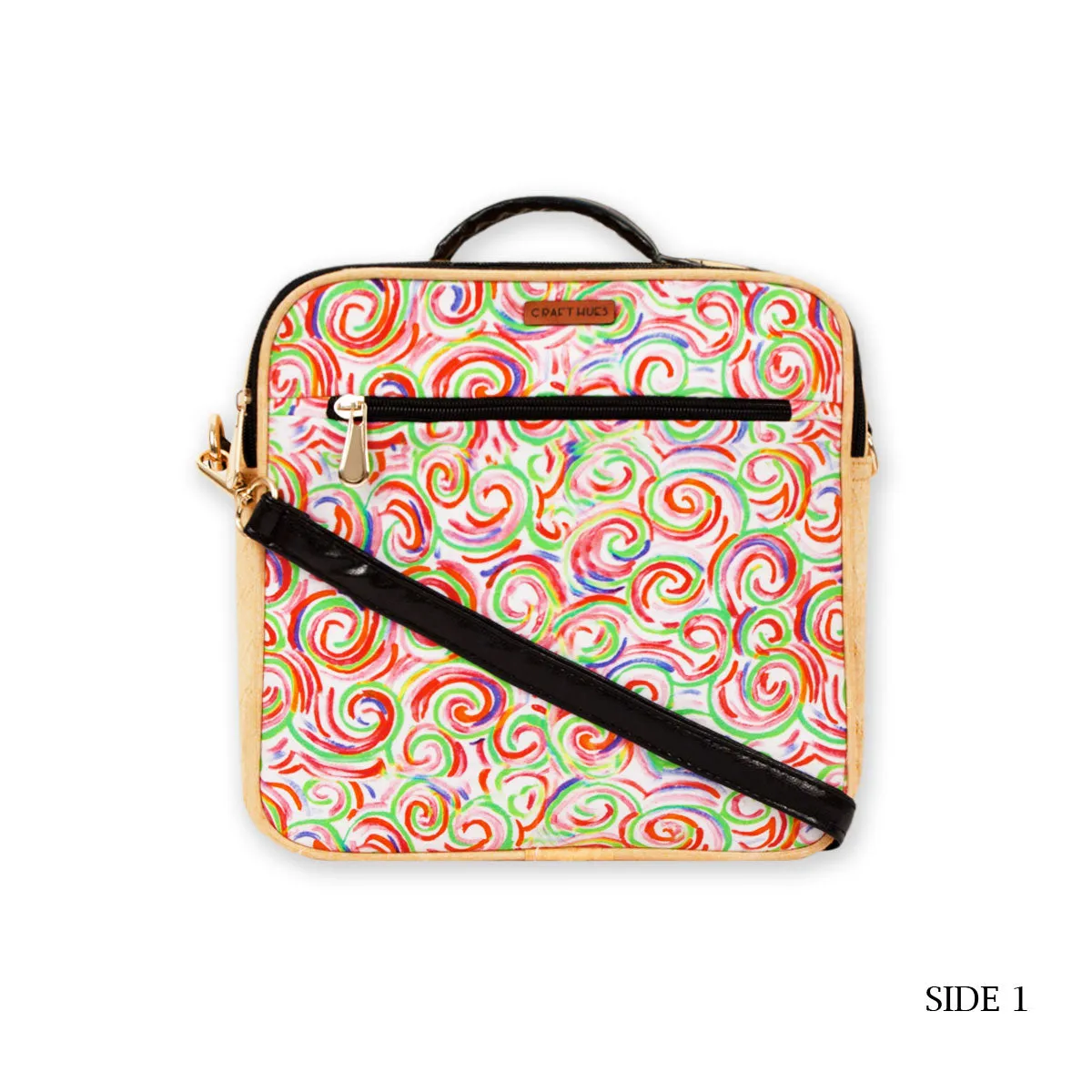 Swirl Double Side Print Box Sling Bag
