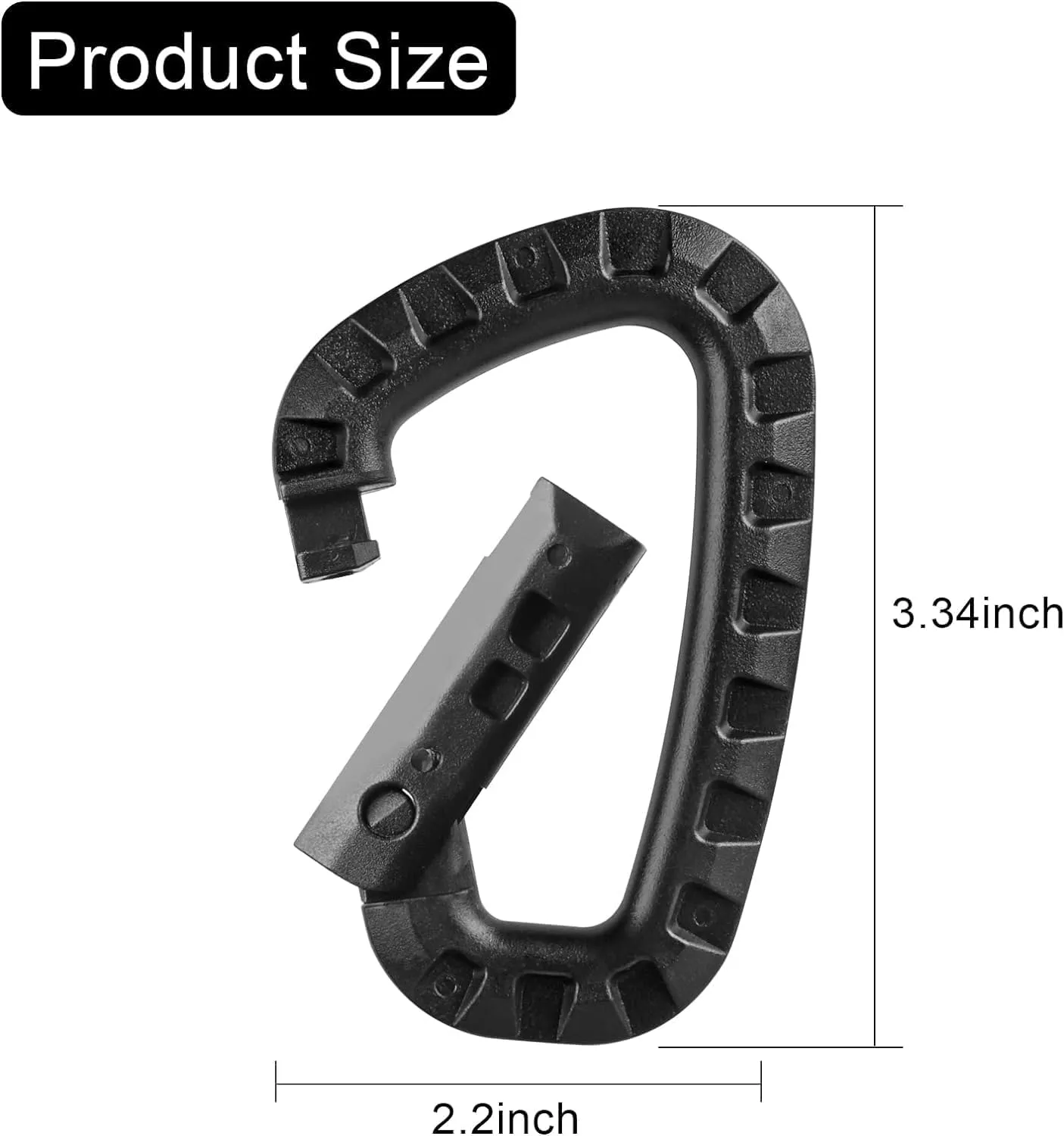 Tactical Carabiner Keychain -12/15/16 Pack Hard Polymer Carabiners D Rings Light Weight Spring Snap Gear Clip Utility Hooks Backpack Hanging Buckle for Outdoor Travelling Camping