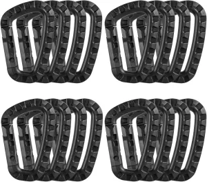 Tactical Carabiner Keychain -12/15/16 Pack Hard Polymer Carabiners D Rings Light Weight Spring Snap Gear Clip Utility Hooks Backpack Hanging Buckle for Outdoor Travelling Camping
