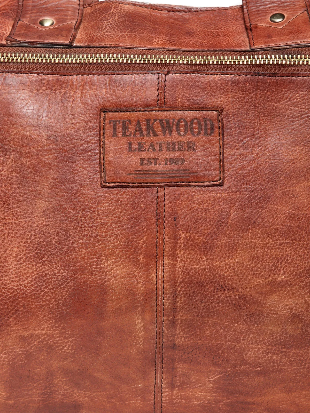 Teakwood Genuine Leather Laptop Bag - Brown