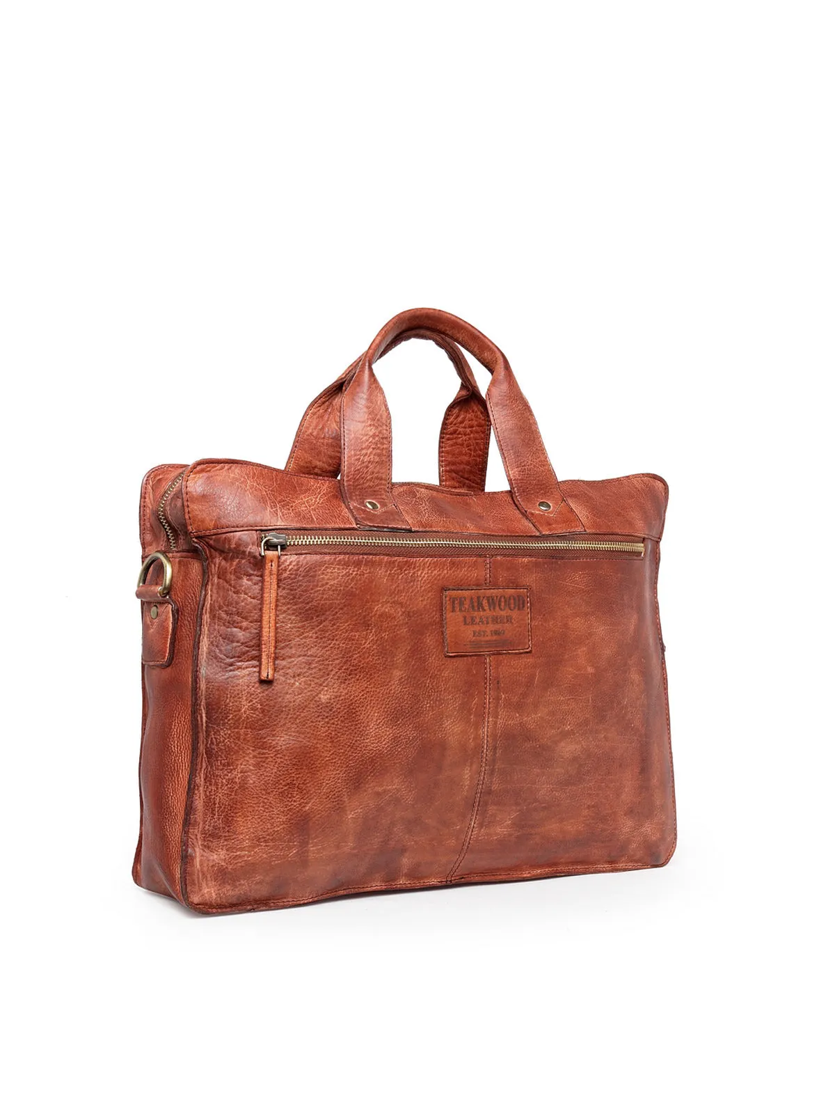 Teakwood Genuine Leather Laptop Bag - Brown