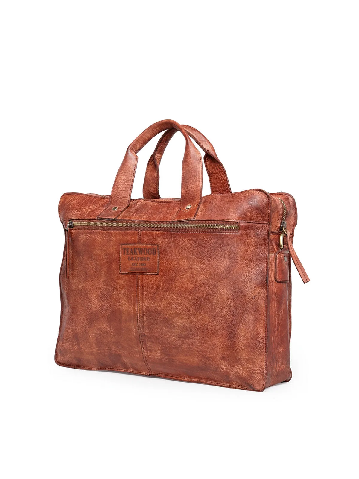 Teakwood Genuine Leather Laptop Bag - Brown