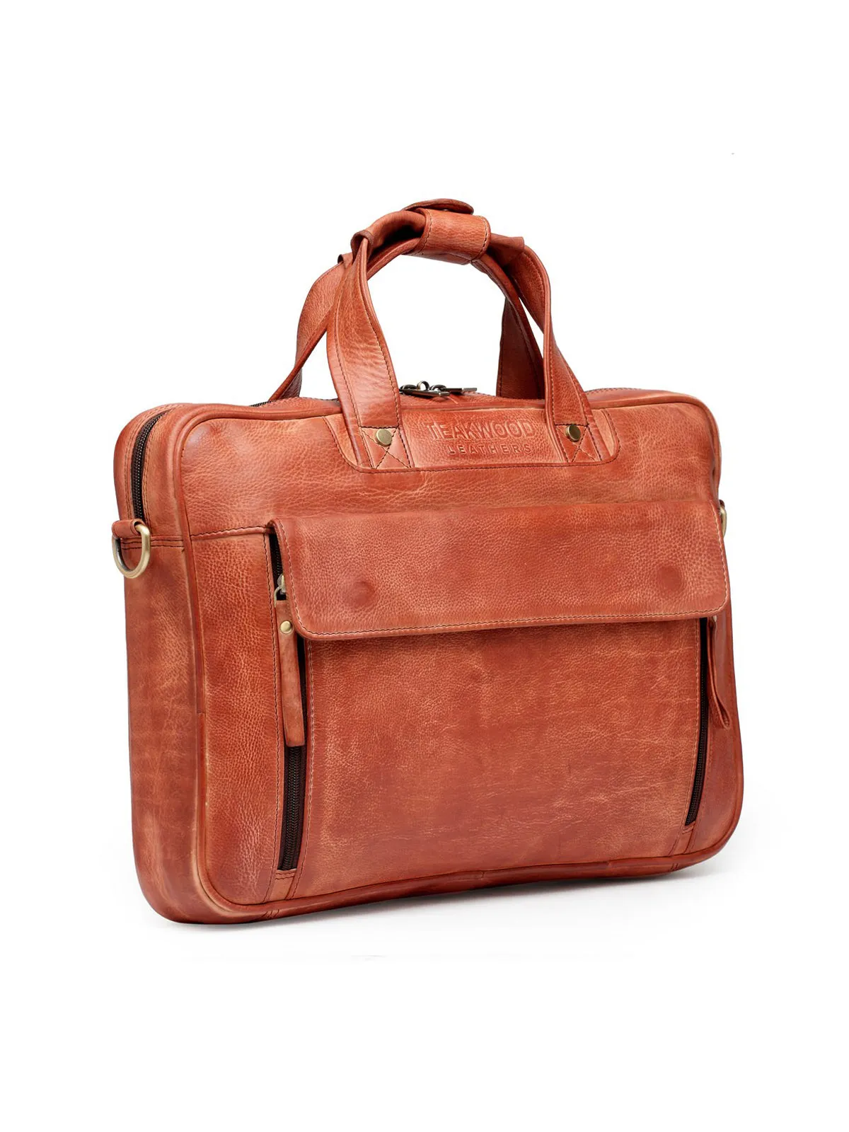 Teakwood Leather Unisex Laptop Bag - Tan