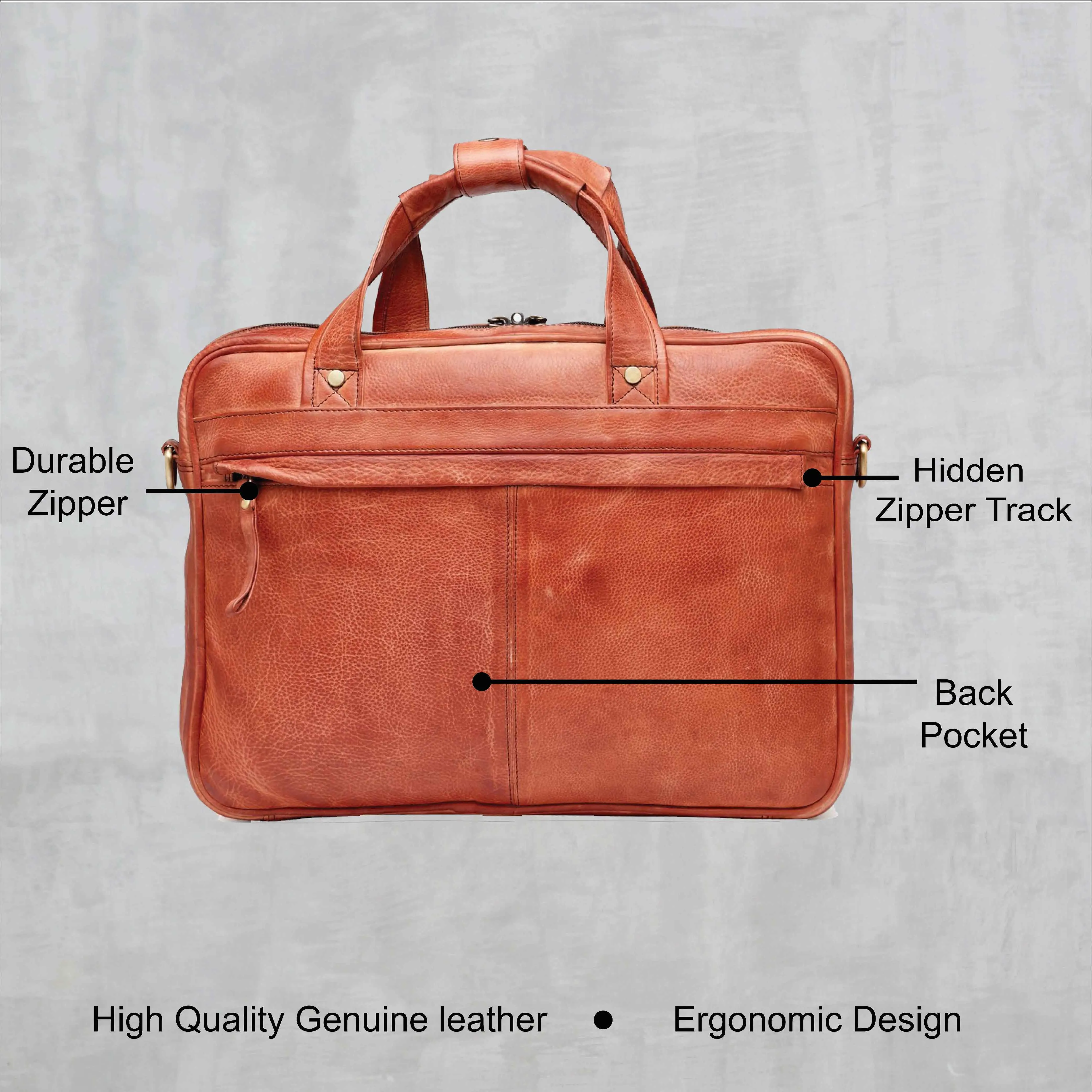 Teakwood Leather Unisex Laptop Bag - Tan