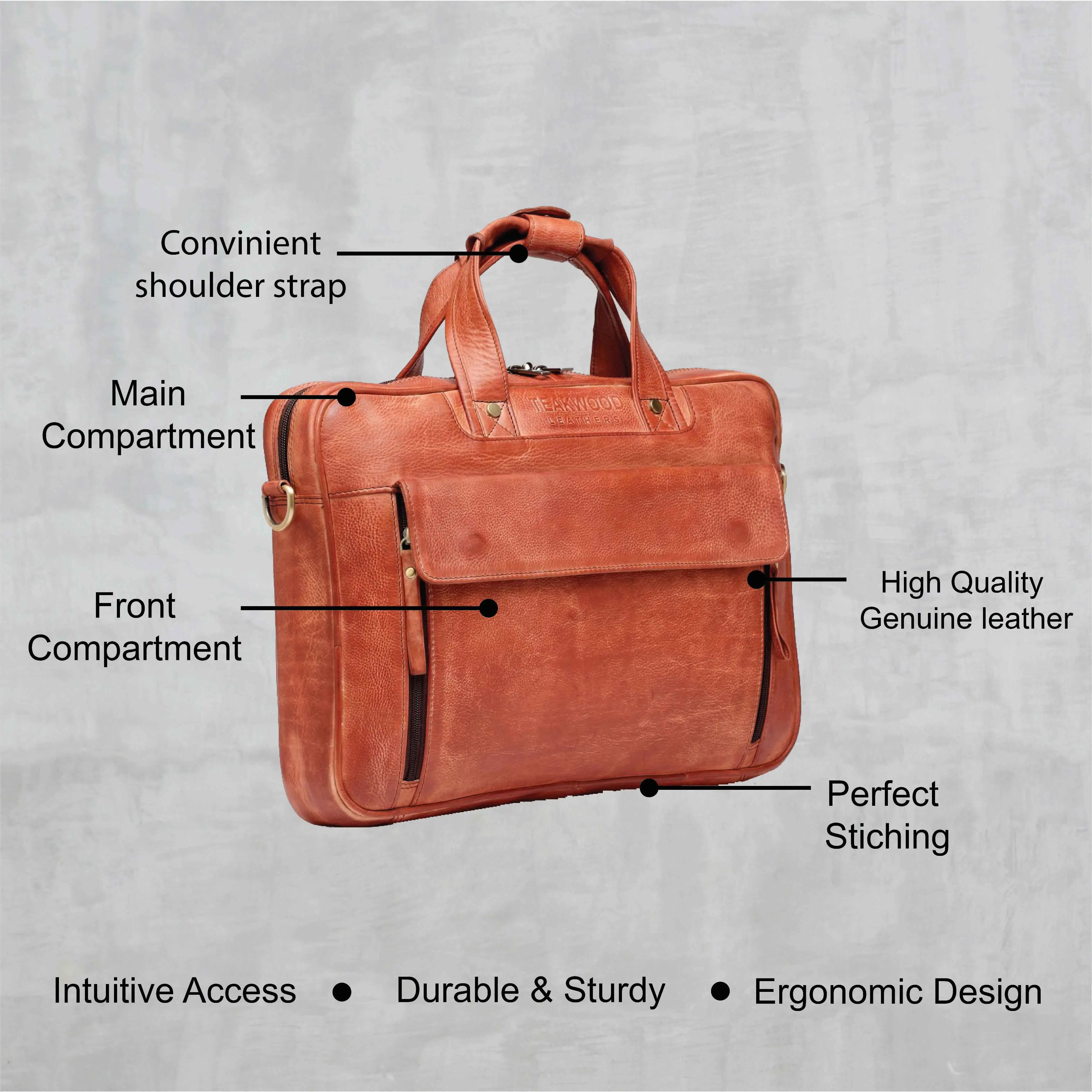 Teakwood Leather Unisex Laptop Bag - Tan