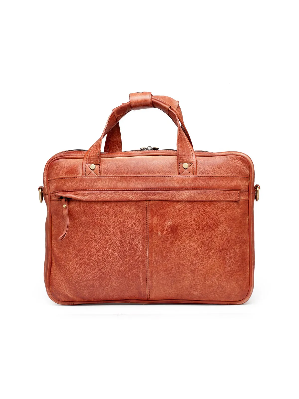 Teakwood Leather Unisex Laptop Bag - Tan