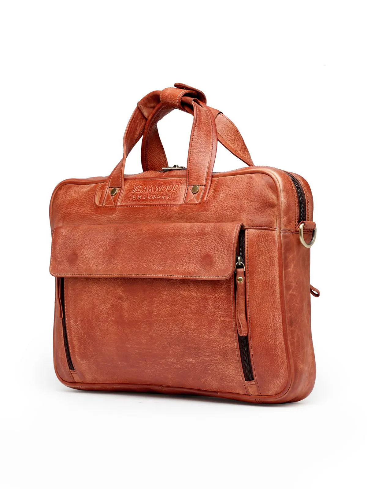 Teakwood Leather Unisex Laptop Bag - Tan