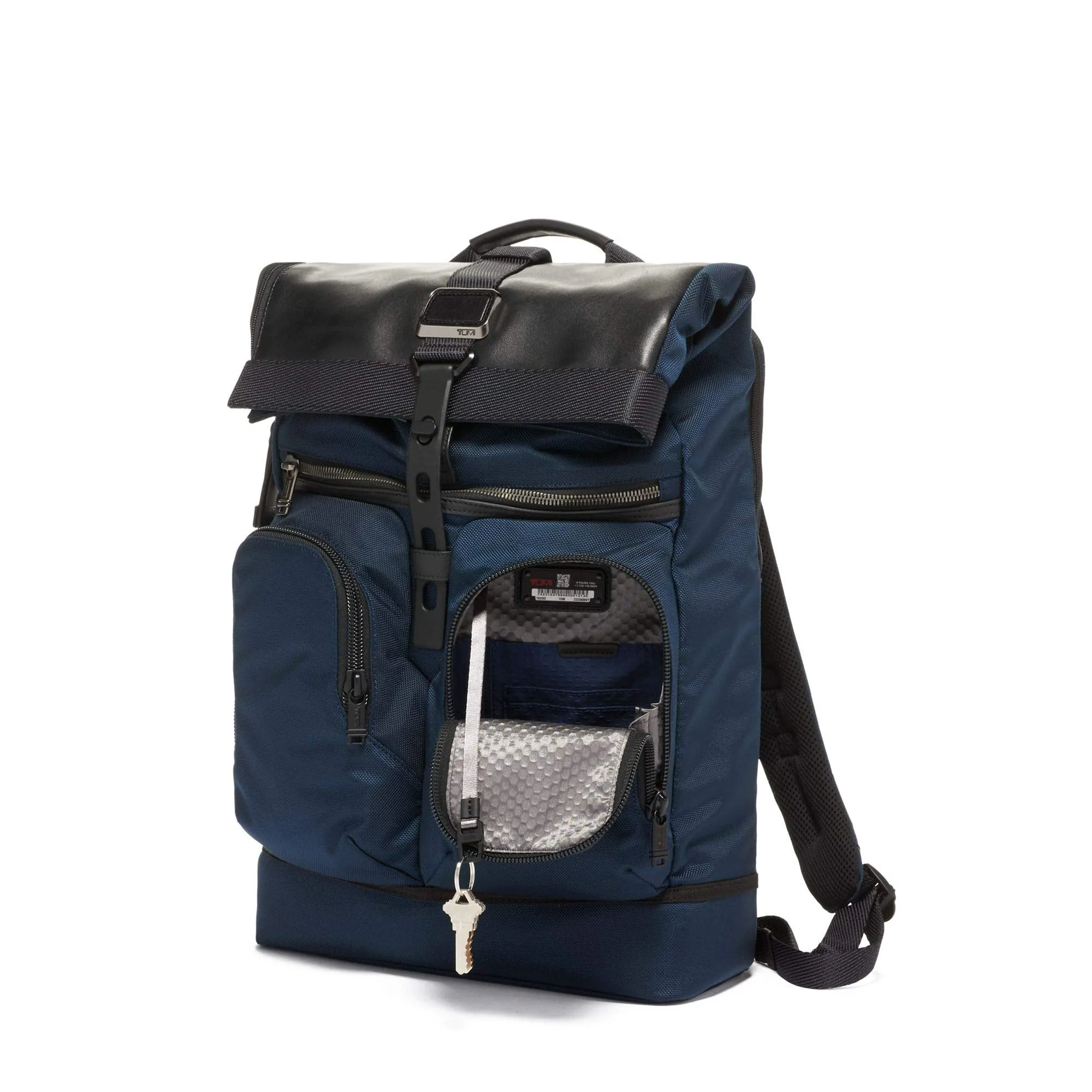 TUMI - Alpha Bravo London Roll Top Laptop Backpack - 15 Inch Computer Bag for Men and Women - Navy