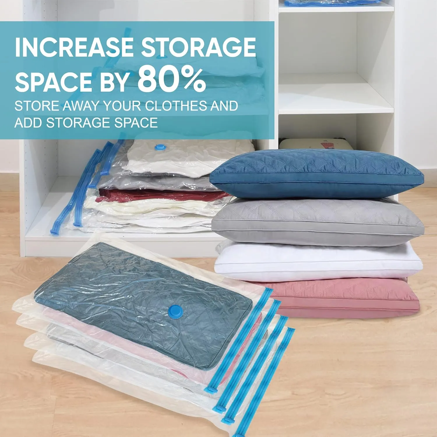 Vacuum Storage Bags - 10 Jumbo Space Saver Bags With Pump for Clothes, Comforters, Blankets, Bedding