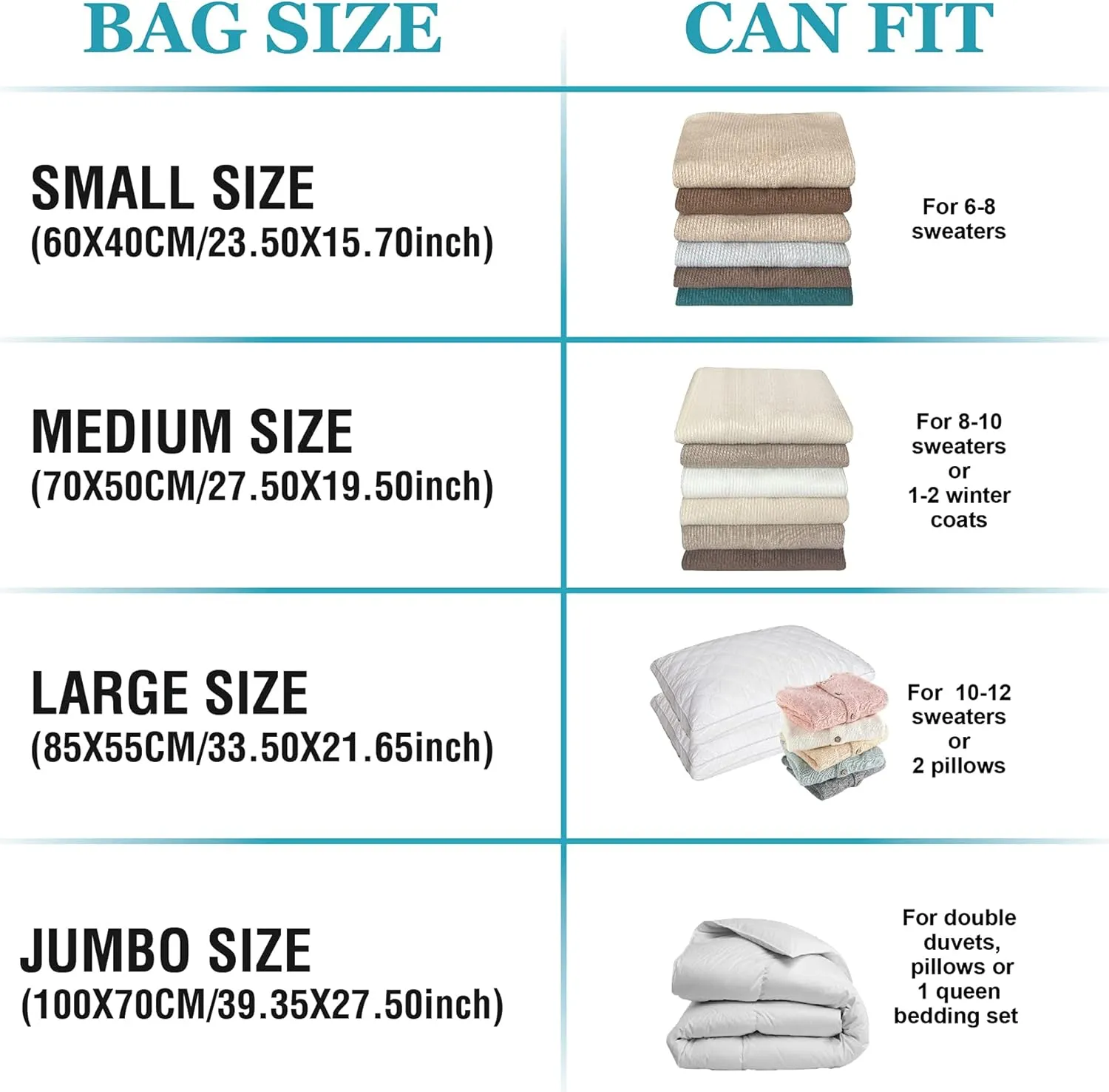 Vacuum Storage Bags - 10 Jumbo Space Saver Bags With Pump for Clothes, Comforters, Blankets, Bedding