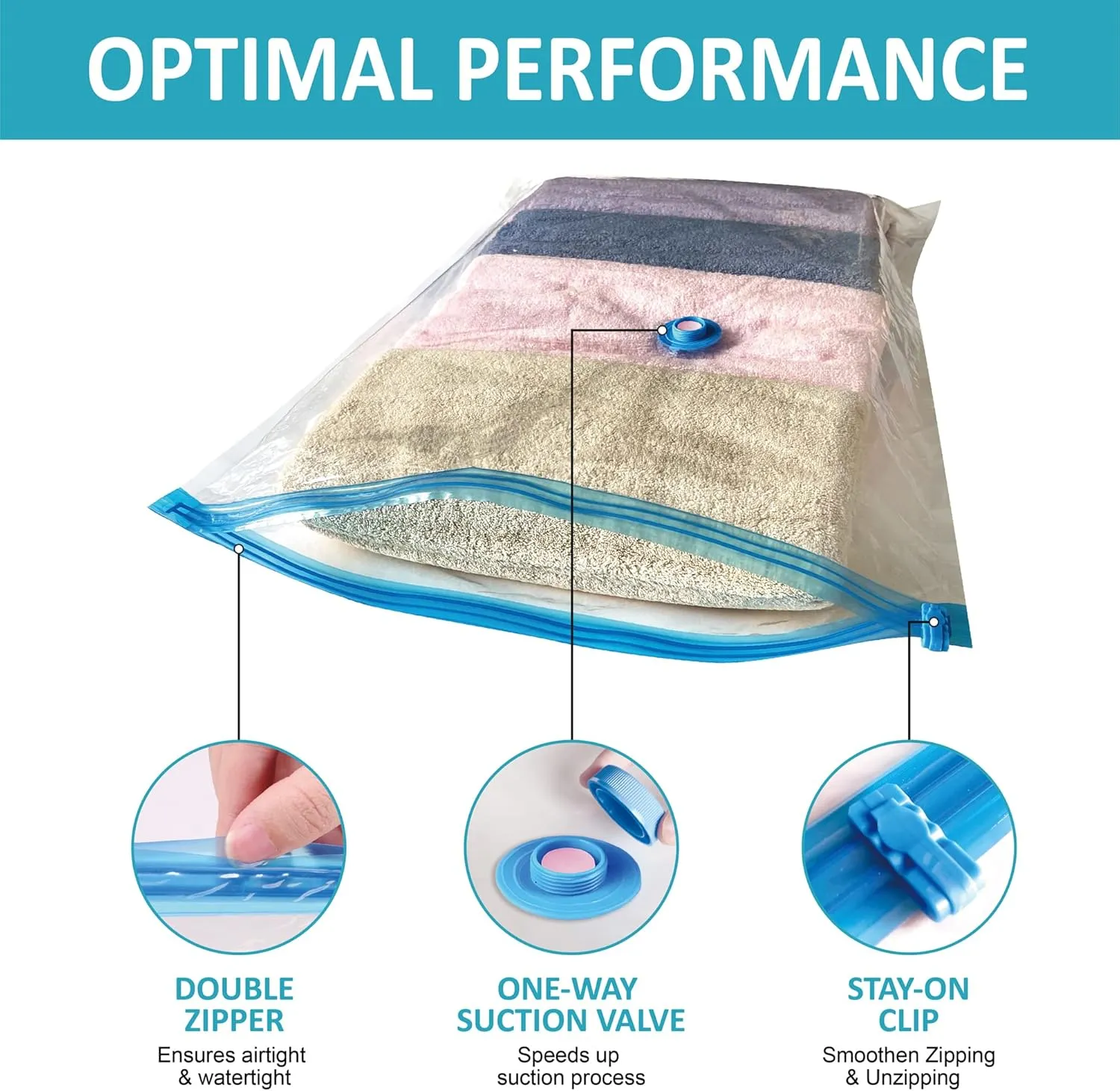 Vacuum Storage Bags - 10 Jumbo Space Saver Bags With Pump for Clothes, Comforters, Blankets, Bedding