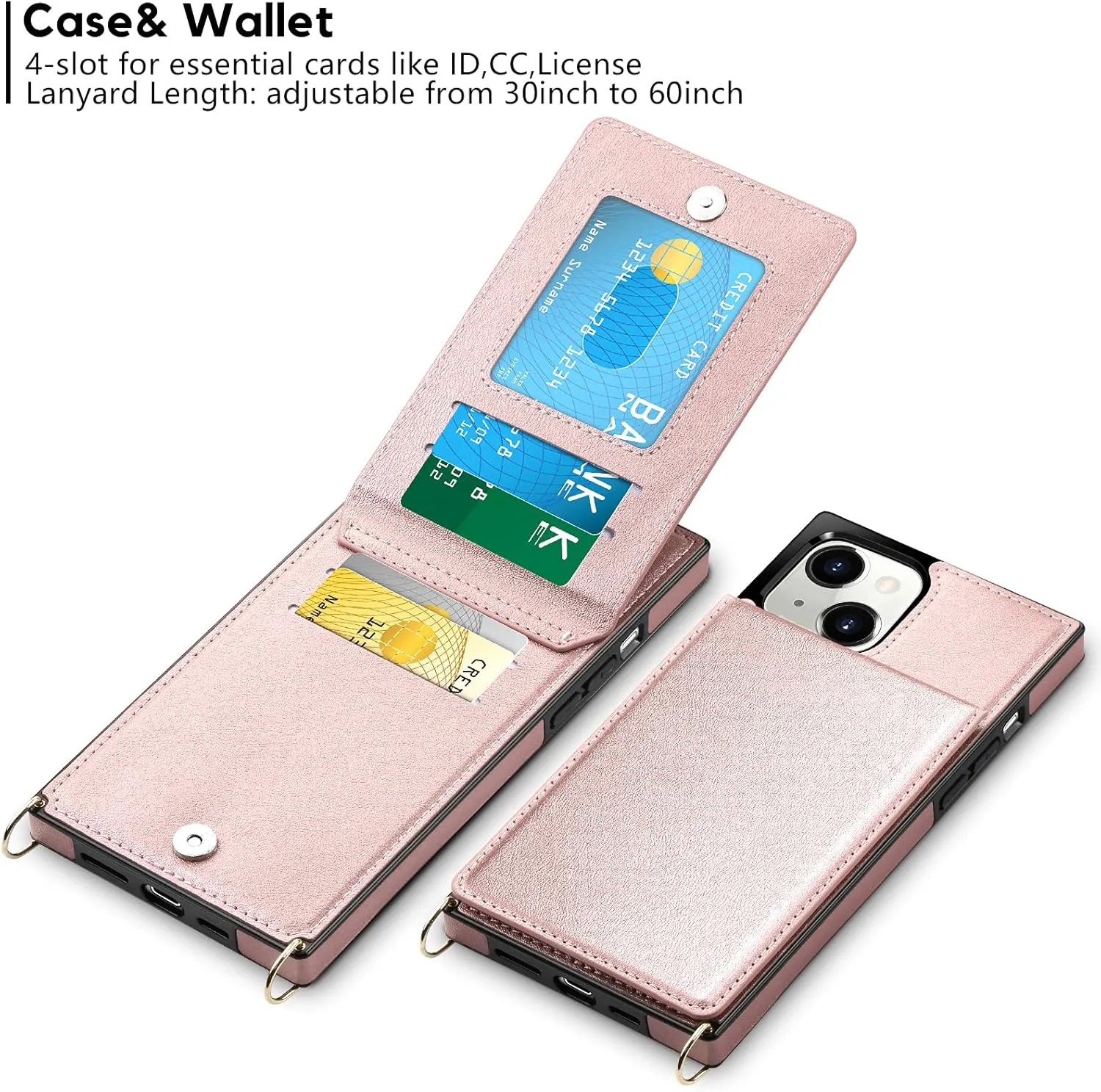 Vofolen Compatible with iPhone 13 Mini Case Wallet with Credit Card Holder Lanyard Crossbody Strap Leather Magnetic Clasp Kickstand