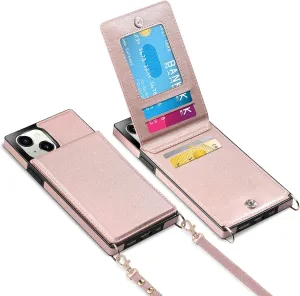 Vofolen Compatible with iPhone 13 Mini Case Wallet with Credit Card Holder Lanyard Crossbody Strap Leather Magnetic Clasp Kickstand
