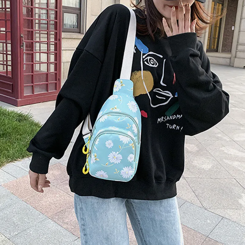 Women Daisy Printed Casual Chest Bag Crossbody