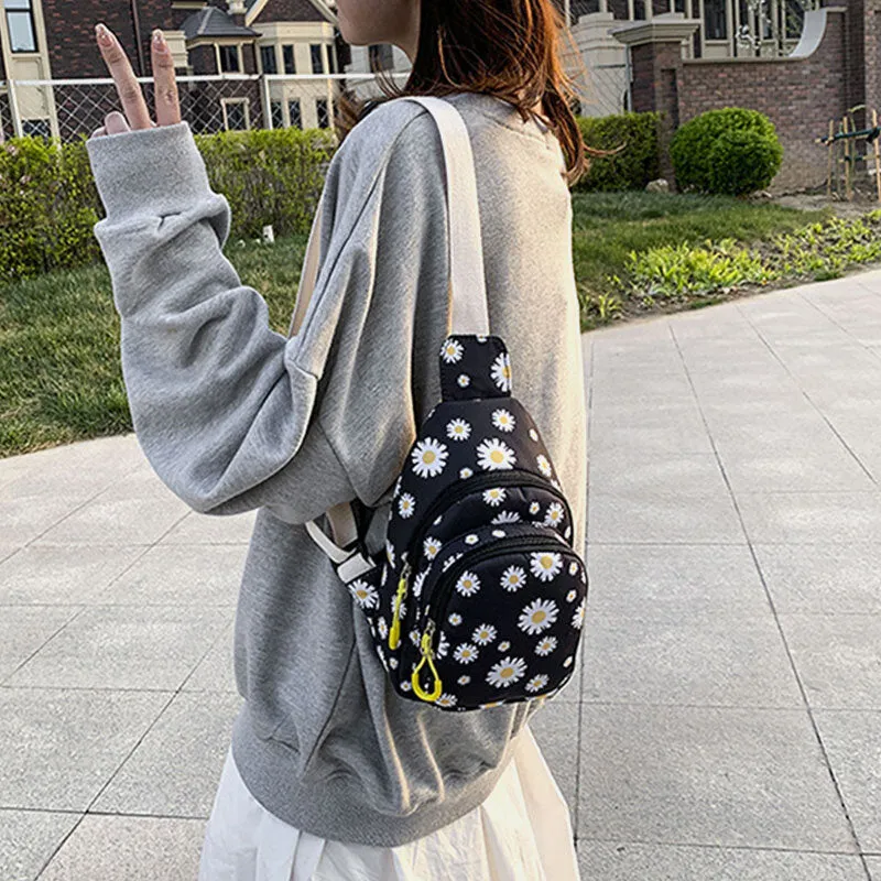 Women Daisy Printed Casual Chest Bag Crossbody