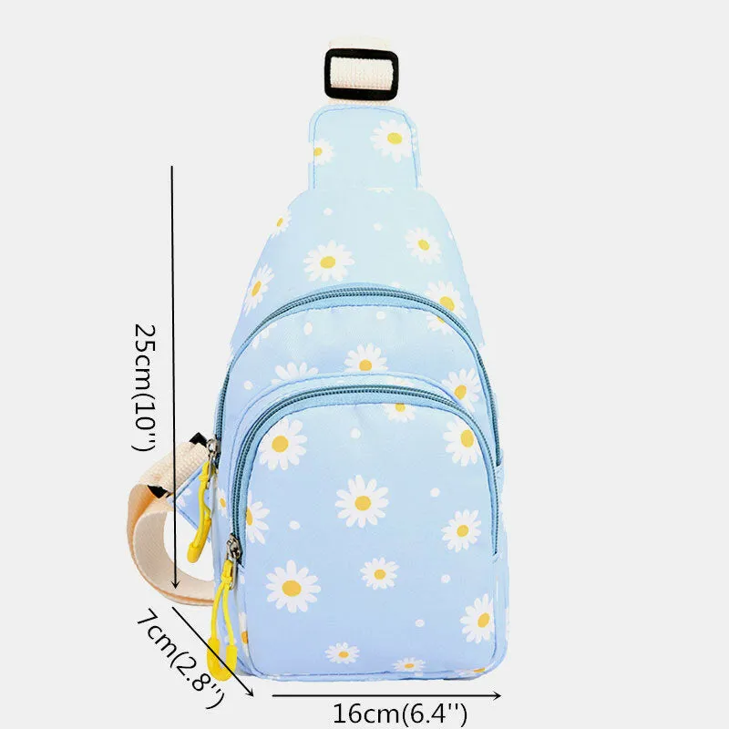 Women Daisy Printed Casual Chest Bag Crossbody