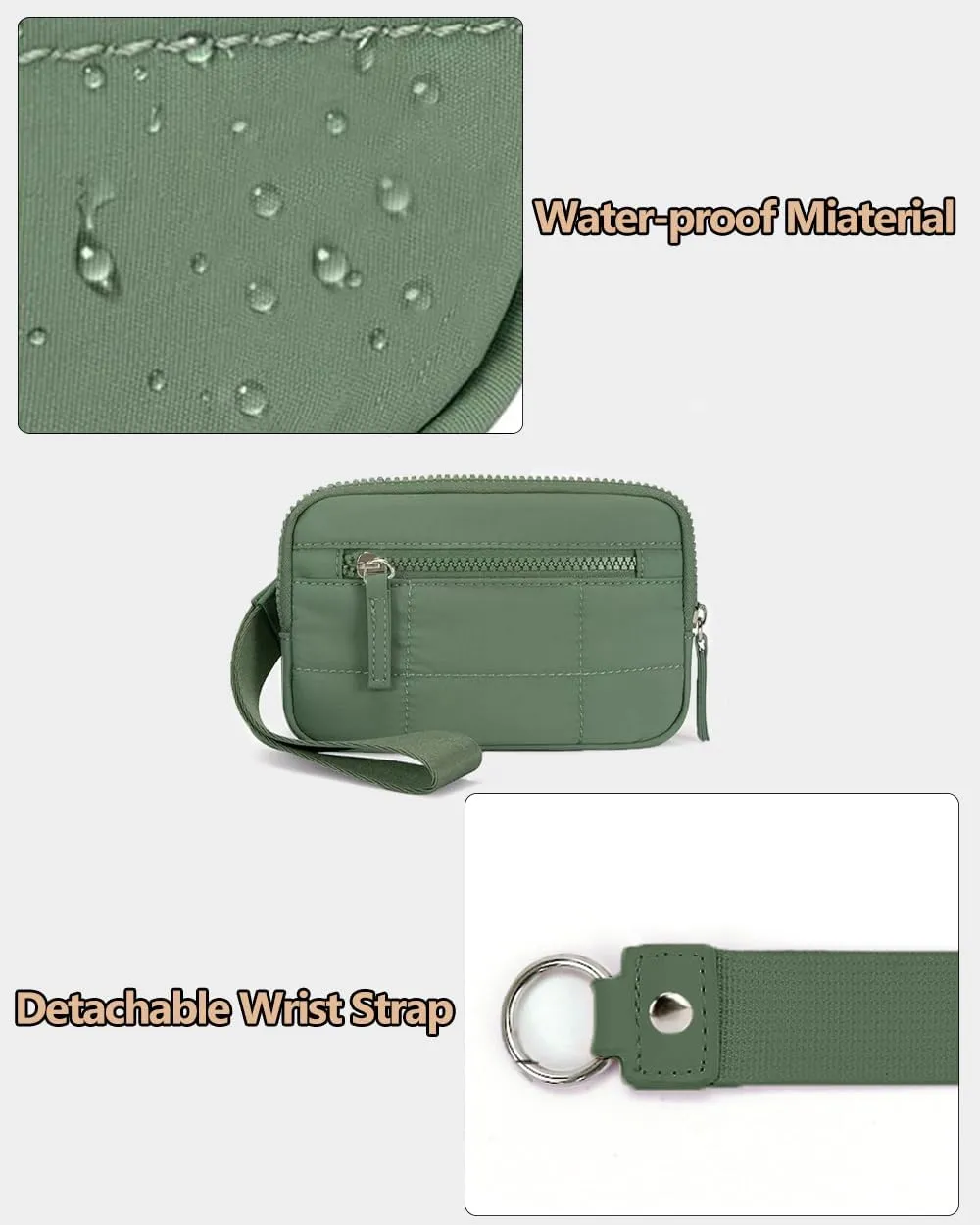 Wristlet Wallets for Women Keychain Wallet with 3 Zipper Purse for Credit Card Holder Wristlet Zip Mini Pouch